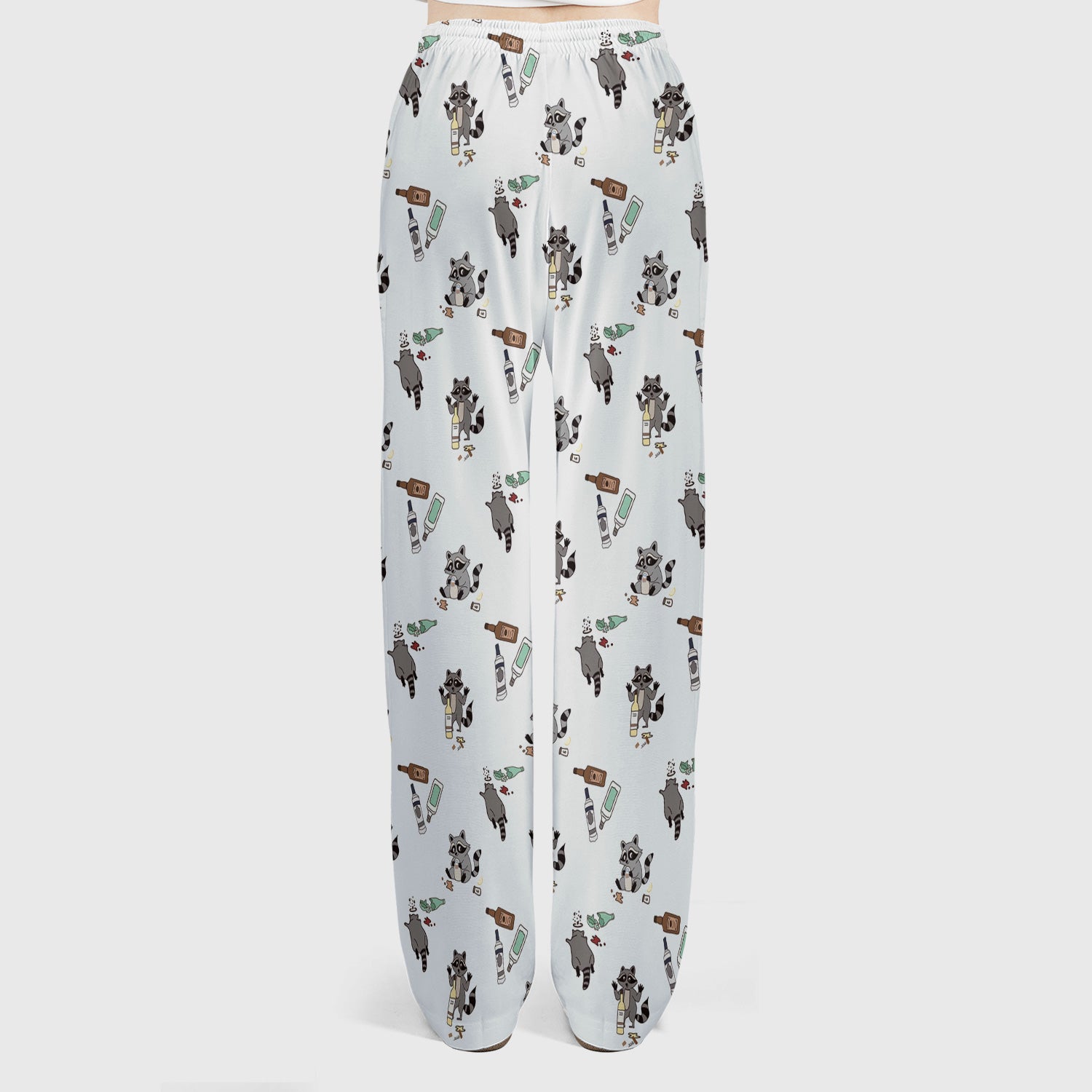Messy Drunk Raccoon Pattern Scrub Set, Scrub Pants and V Neck Top