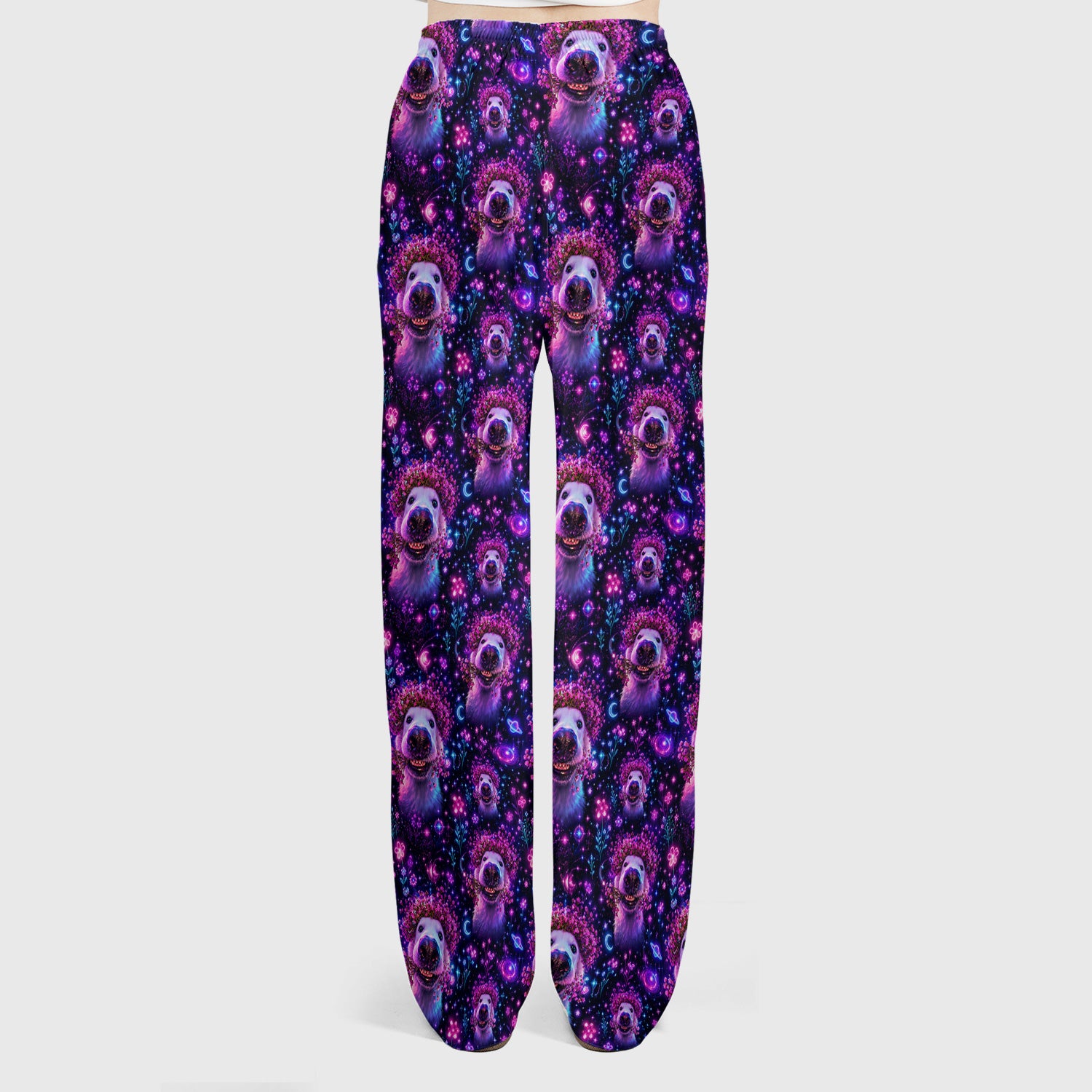 Galaxy Golden Retriever Pattern Scrub Set, Scrub Pants and V Neck Top
