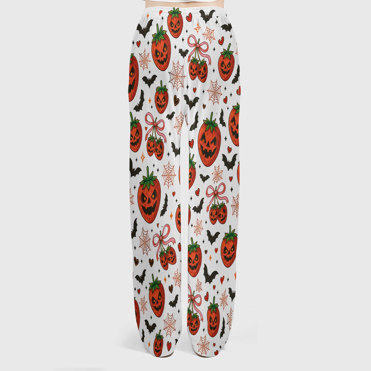 Sweet Halloween Strawberry Jack O Lanterns Scrub Set, Scrub Pants and V Neck Top