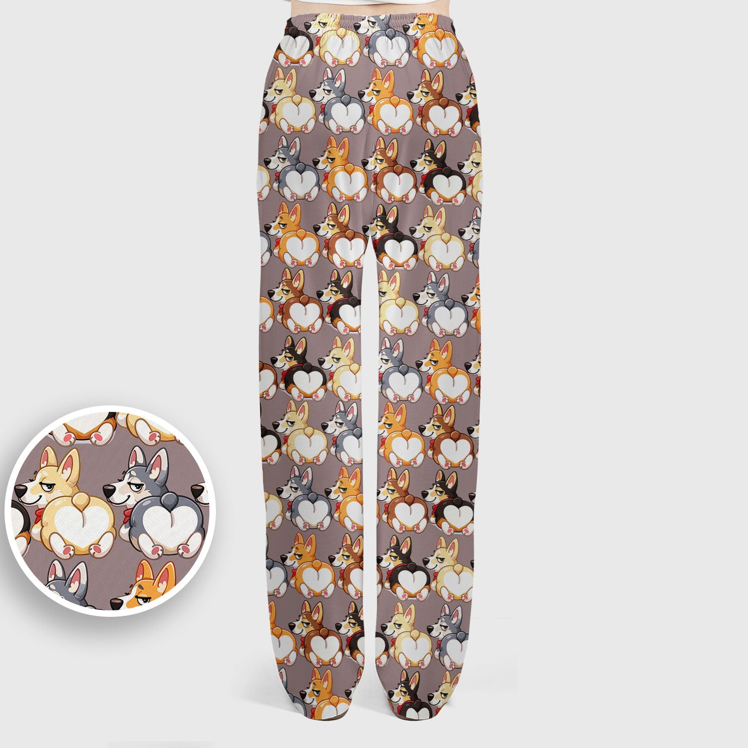 Funny Corgi Cartoon Pattern Scrub Set, Breathable Med Uniform