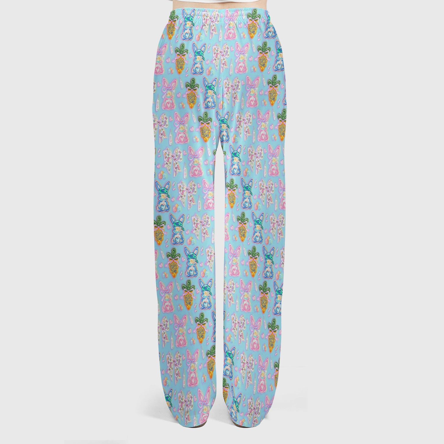 Easter Bunny Carrot Bow Floral Print Scrub Set, Breathable Med Uniform