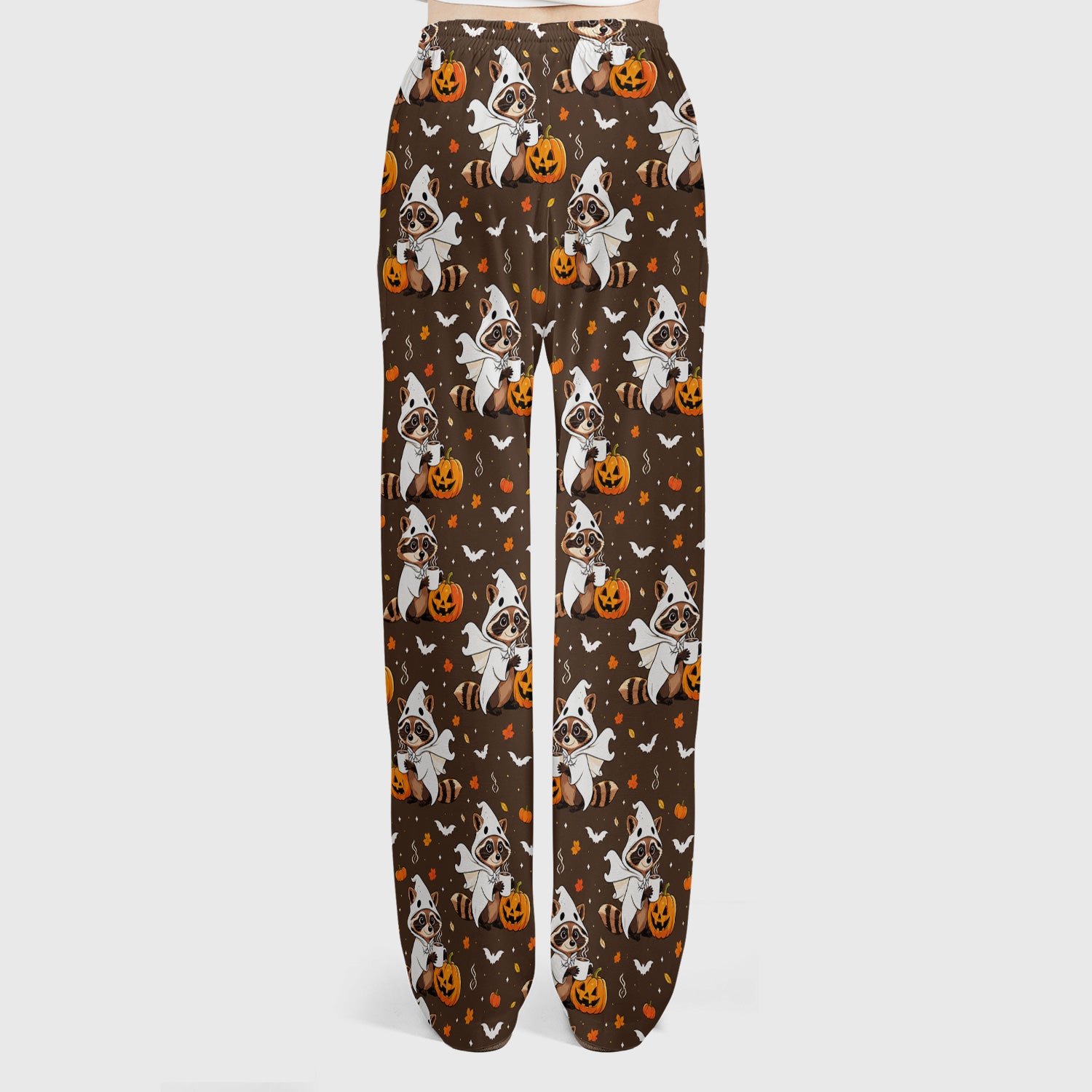 Halloween Ghost Raccoon Pumpkin Scrub Set, Scrub Pants and V Neck Top