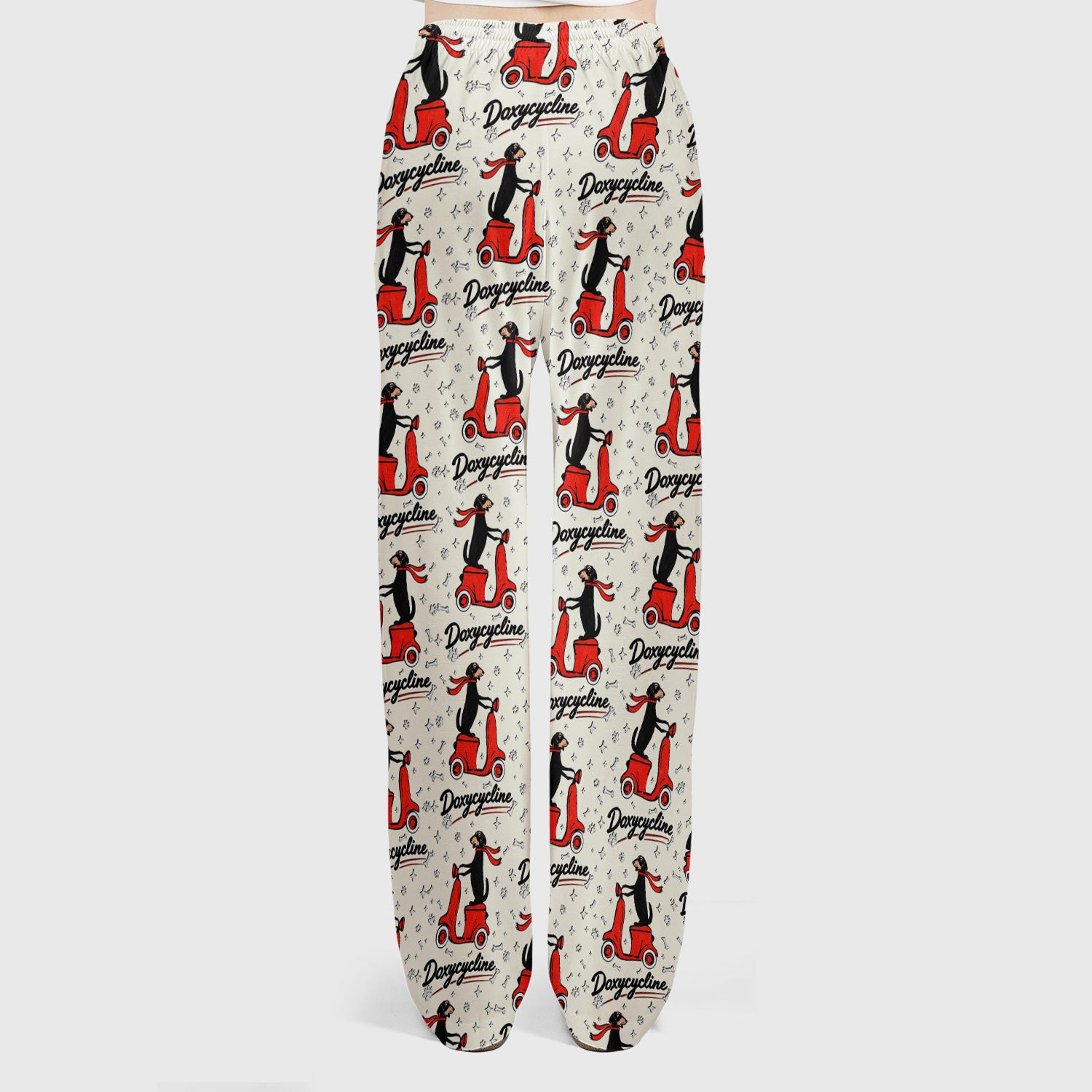 Funny Dachshund Riding Scooter Doxycycline Print Scrub Set, Breathable Med Uniform