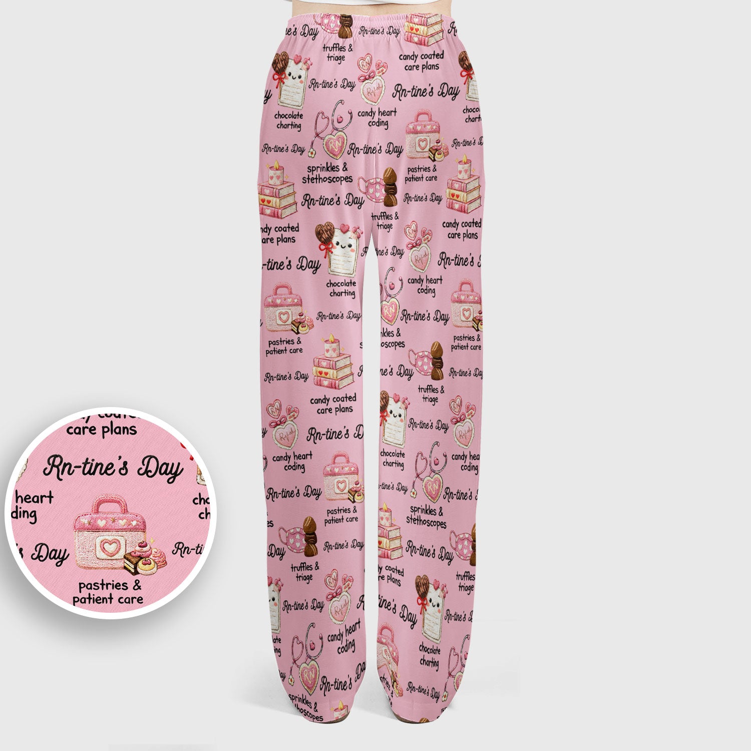 RN Sweets Valentine Stethoscope Scrub Set, Scrub Pants and V Neck Top