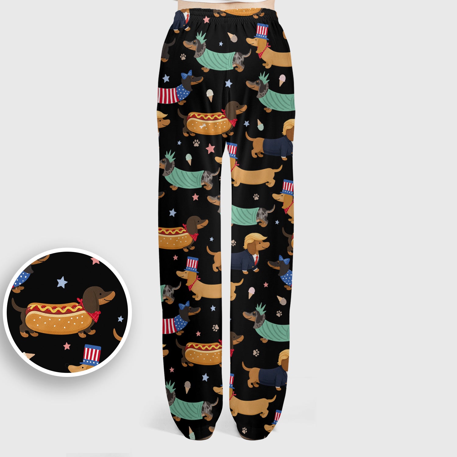 Funny Patriotic Dachshund Costume Dogs Scrub Set, Women's Scrub Sets