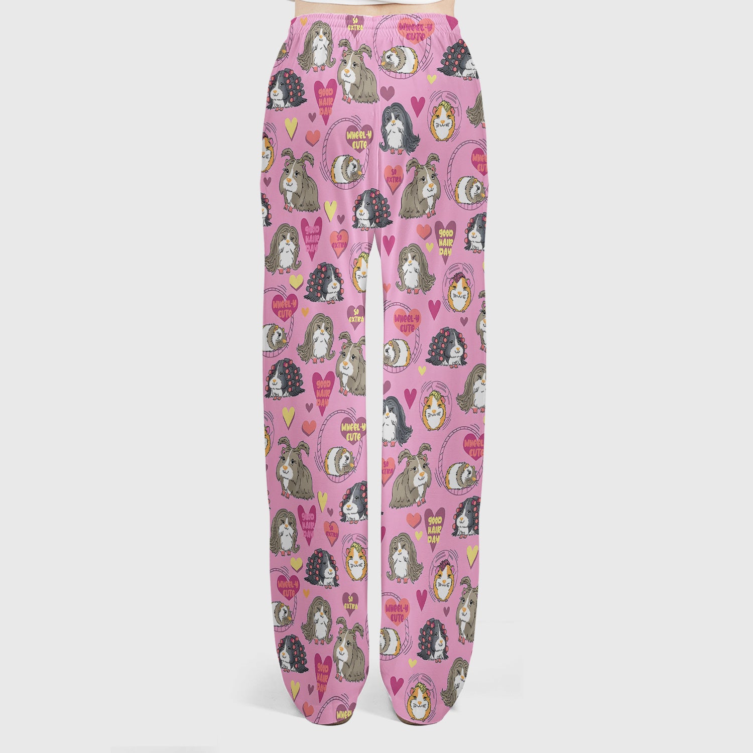 Cute Guinea Pig Heart Pattern Scrub Set, Scrub Pants and V Neck Top