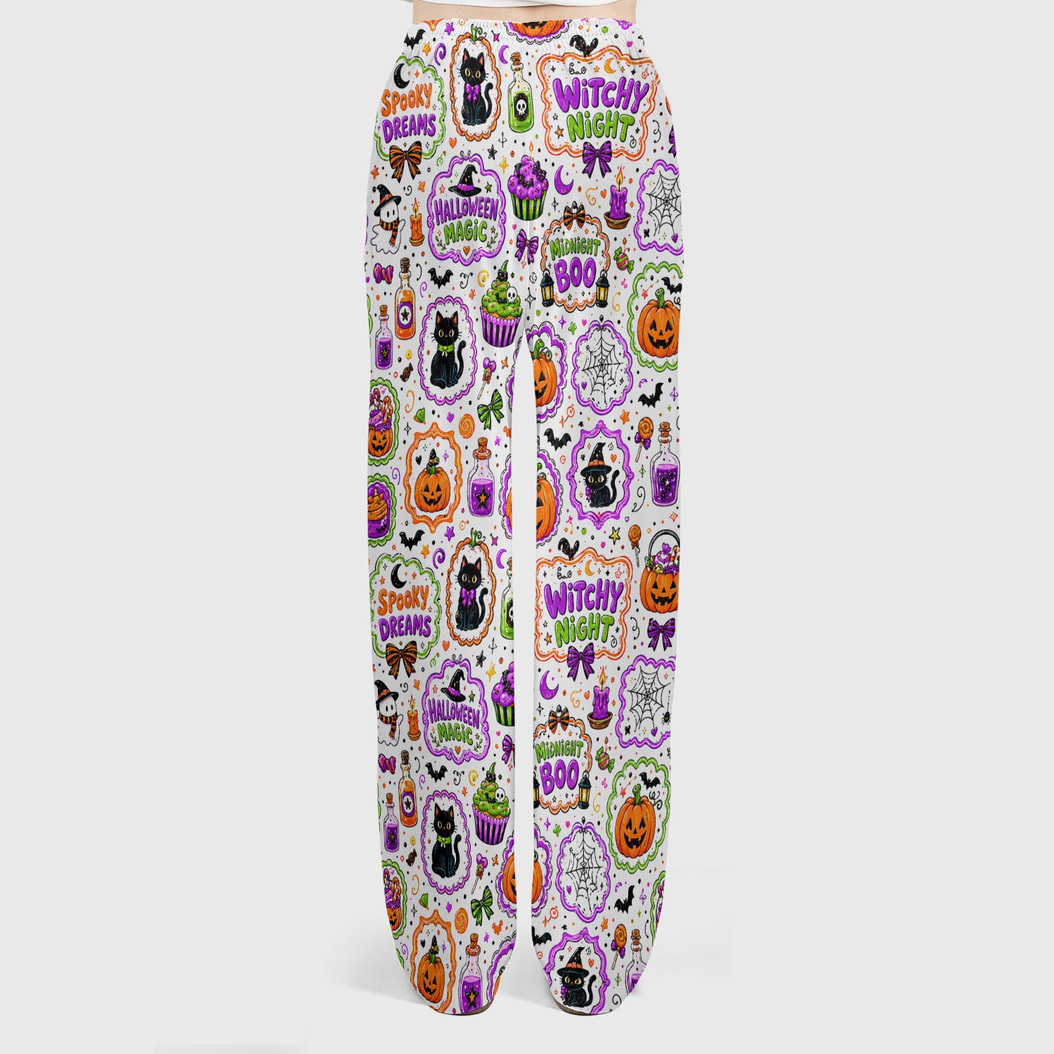 Witchy Halloween Magic And Pumpkins Scrub Set, Scrub Pants and V Neck Top