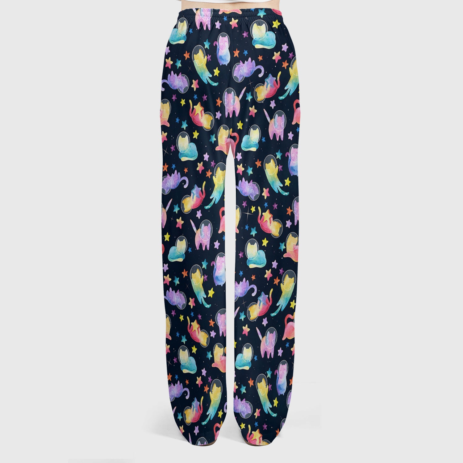 Cute Space Cat Veterinary Pattern Scrub Set, Scrub Pants and V Neck Top