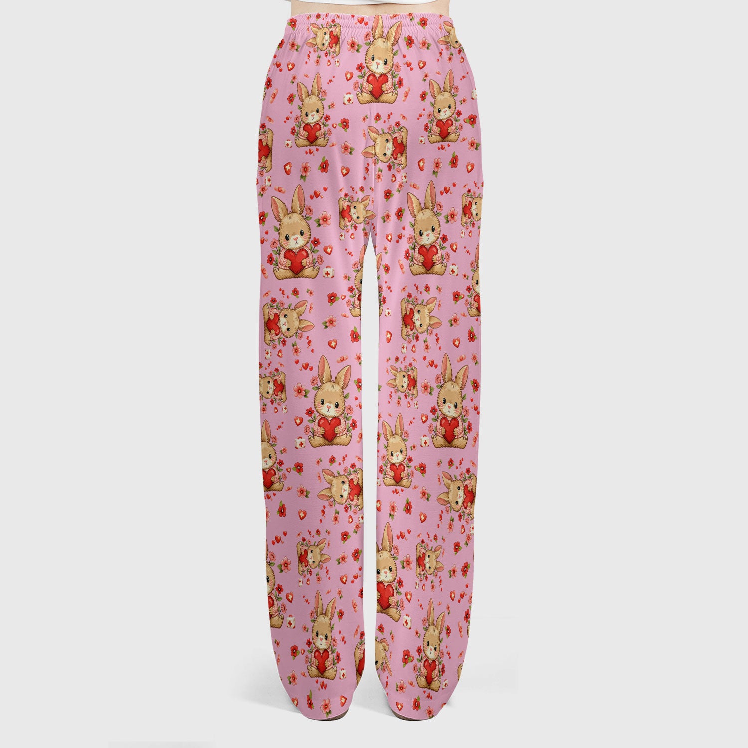 Adorable Bunny Heart Healthcare Design Scrub, Breathable Med Uniform