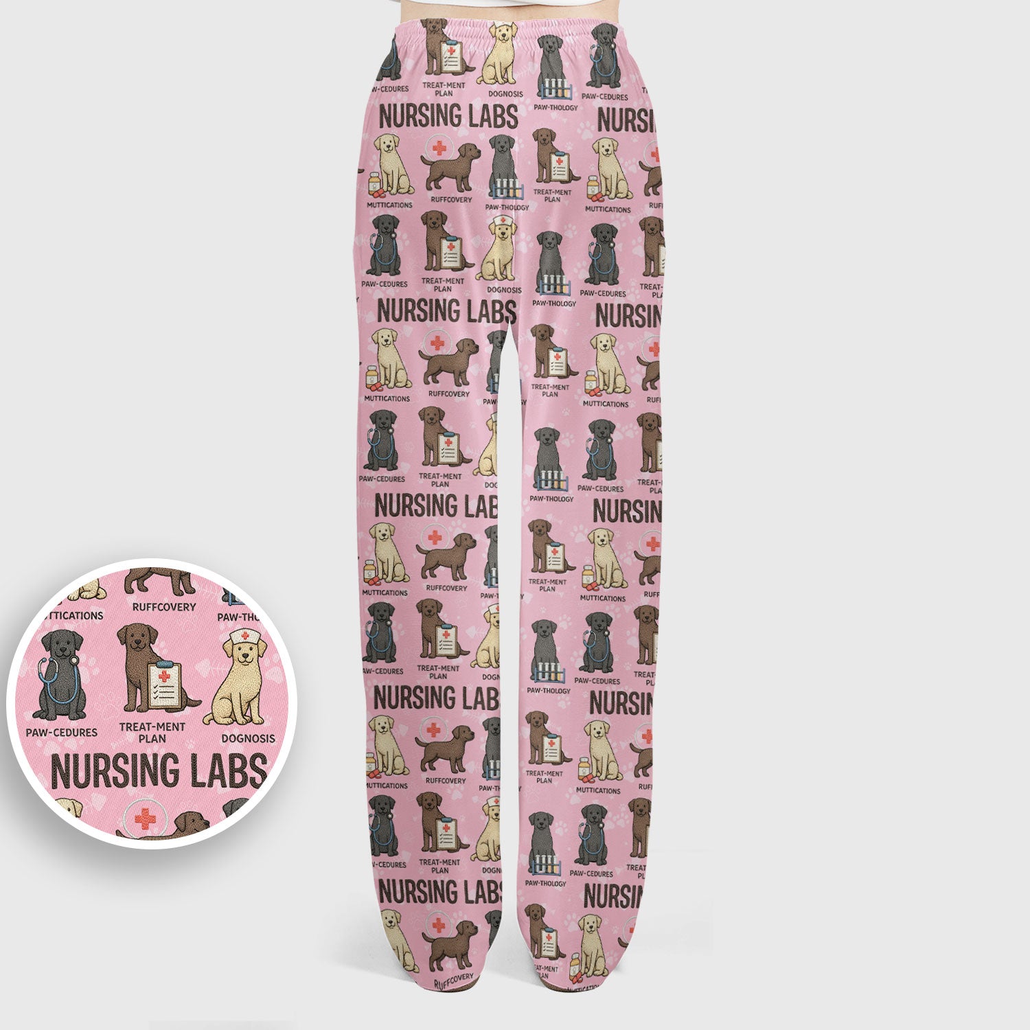 Playful Nursing Labs Dog Pattern Scrub Set, Nurse Uniform Scrubs Set