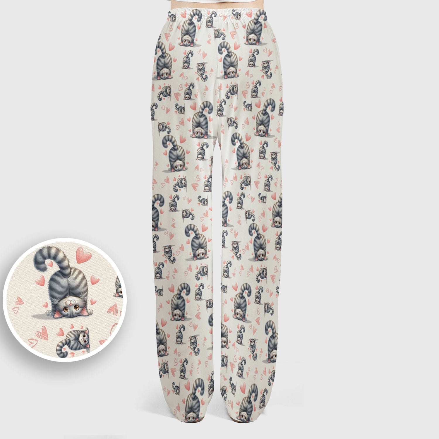 Valentine Cute Cat Scrub Set, Cat Heart Pattern Nurse Uniform, Comfortable Scrubs For Nurses