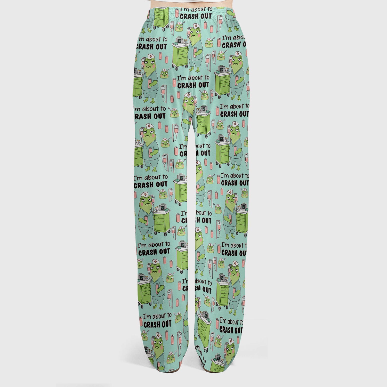 Funny Frog Pattern Nurse Scrub Set, I’m About to Crash Out Nurse Shirt, Breathable Fabrics Nursing Uniform