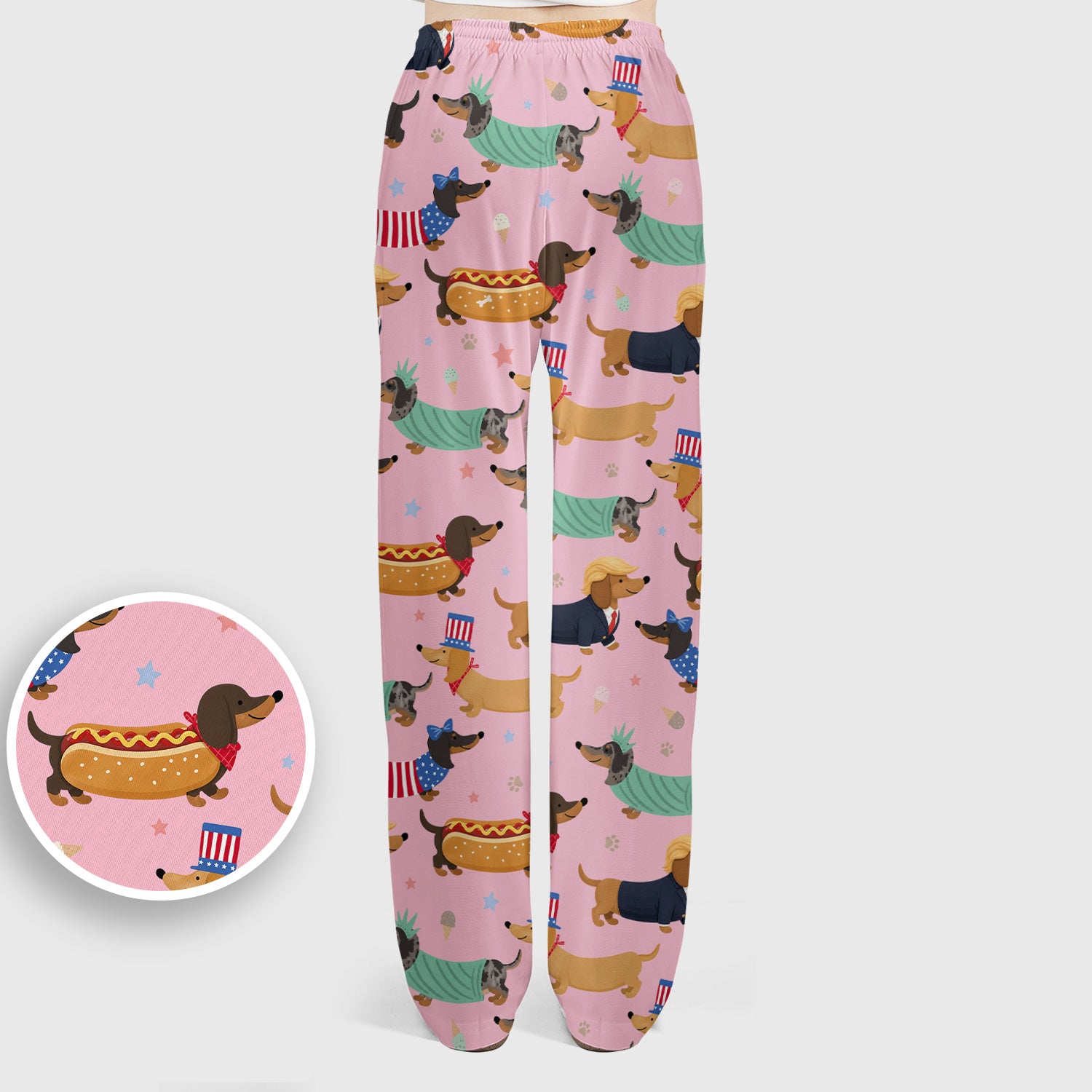 Funny Patriotic Dachshund Costume Dogs Scrub Set, Women's Scrub Sets