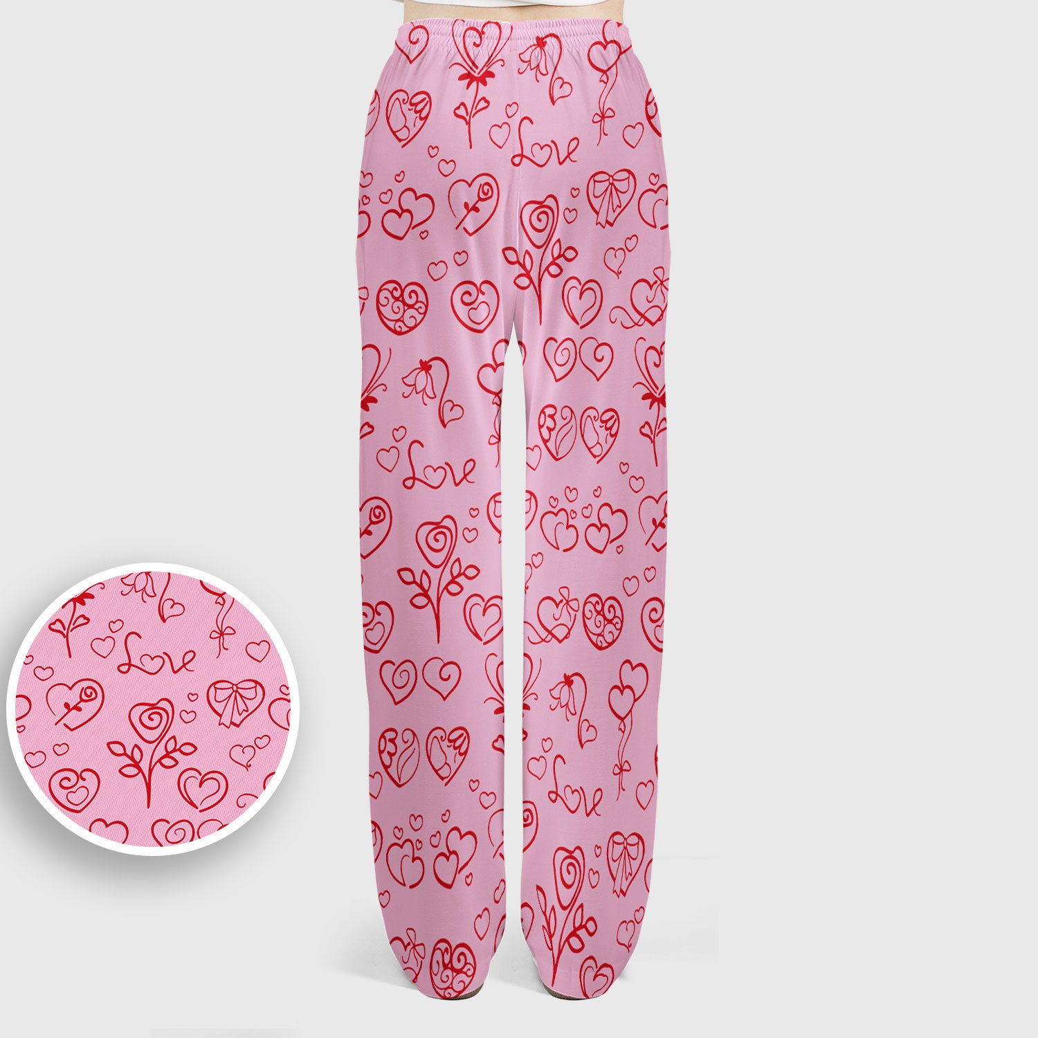 Cute Valentine Heart Scrub Set, Artistic Heart Pink Love Line Art Pattern Nurse Shirt, Comfortable Scrubs For Nursing