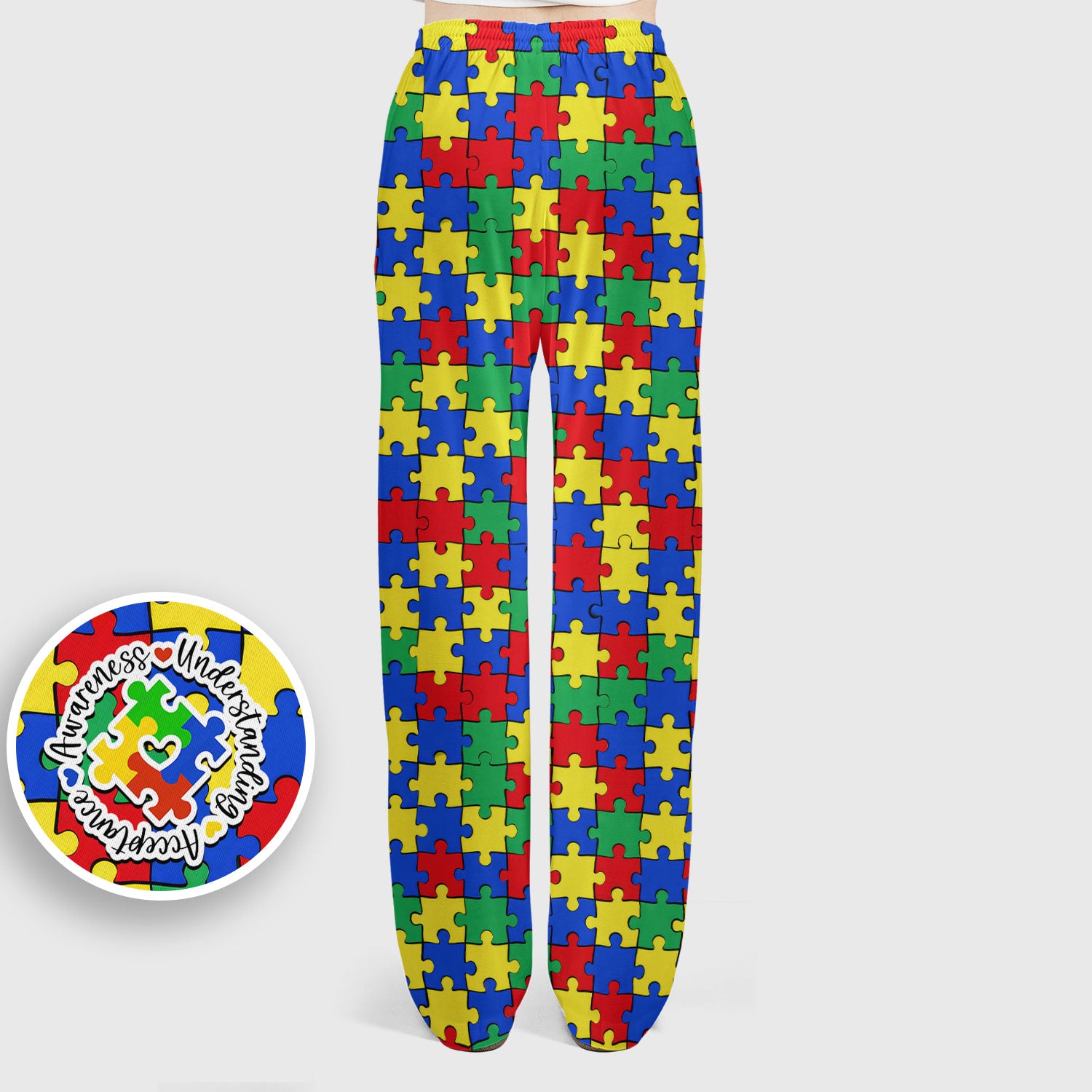 Autism Awareness Puzzle Pattern Scrub Set, Breathable Med Uniform