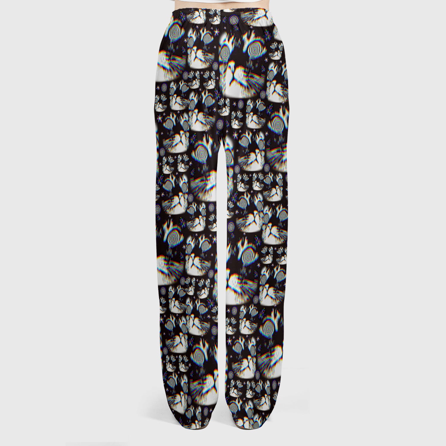 Funny Cosmic Cat Eye Spiral Pattern Scrub Set, Scrub Pants and V Neck Top
