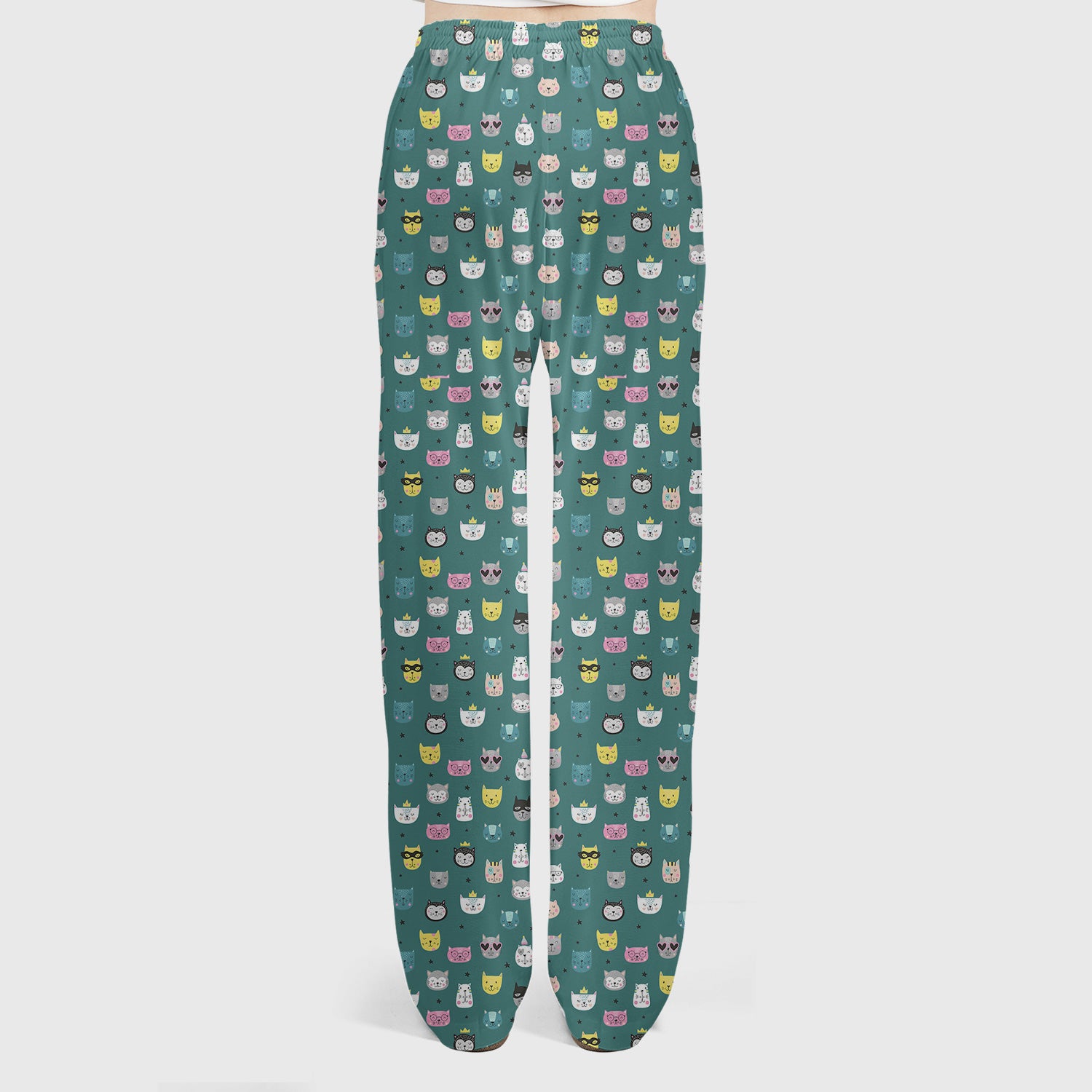 Cute Colorful Cat Pattern Women's Scrub Sets, Breathable Med Uniform