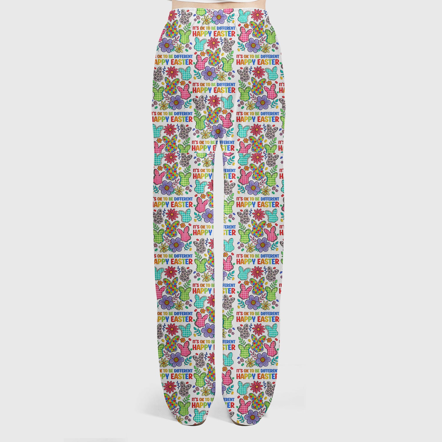 Happy Easter Bunny Floral Print Scrub Set, Breathable Med Uniform