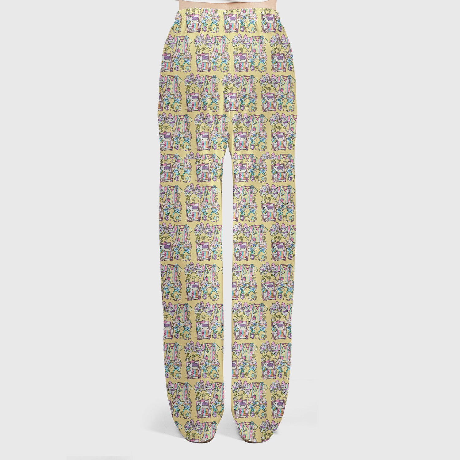 Colorful Nurse Scrub Supplies Pattern Scrub Set, Scrub Pants and V Neck Top
