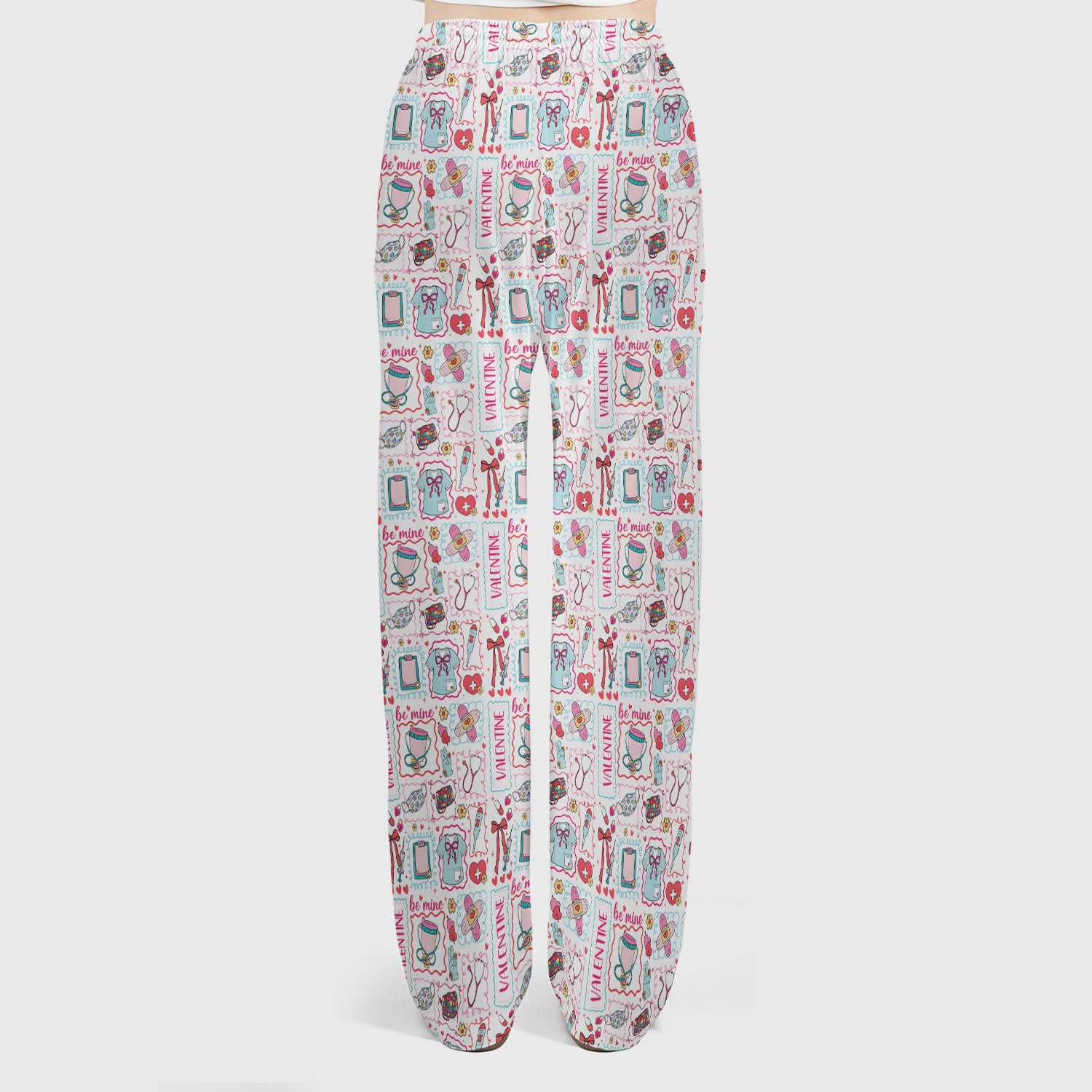 Valentine Medical Hearts Bandages Syringes Scrub Set, Breathable Med Uniform