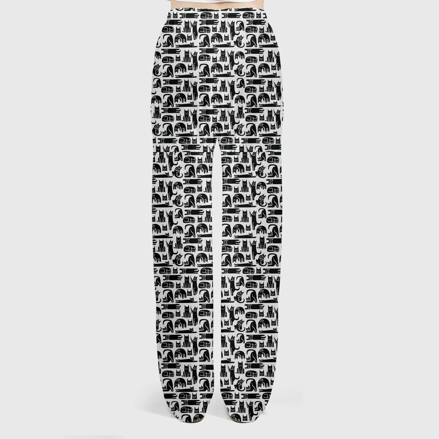 Cute Funny Cat Poses Print Scrub Sets, Scrub Pants and V Neck Top