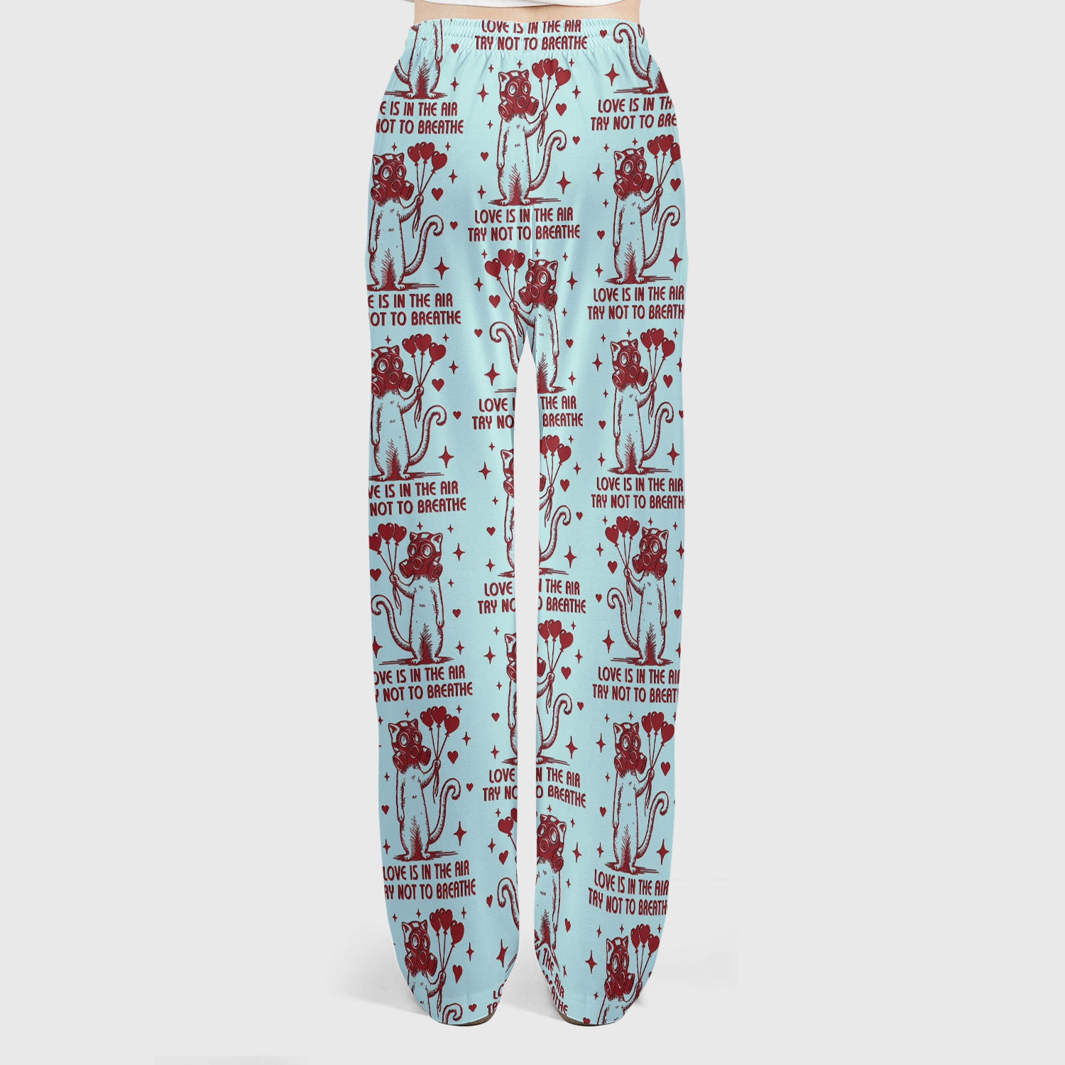 Gas Mask Cat Heart Balloon Valentine Print Scrub Set, Breathable Med Uniform