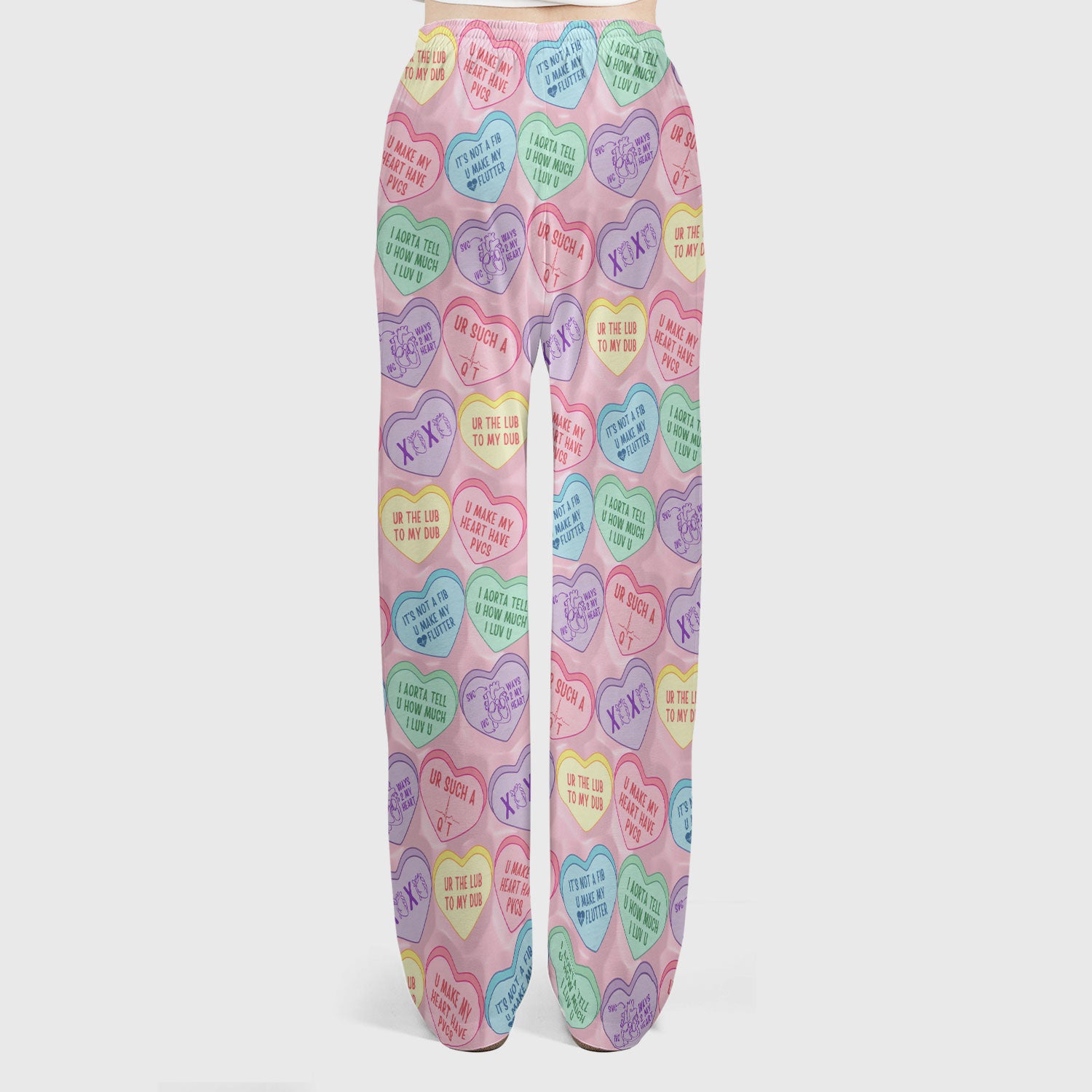 Medical Candy Heart Valentine Pattern Women’s Scrub Sets, Fun Medical Pattern, Breathable Med Uniform