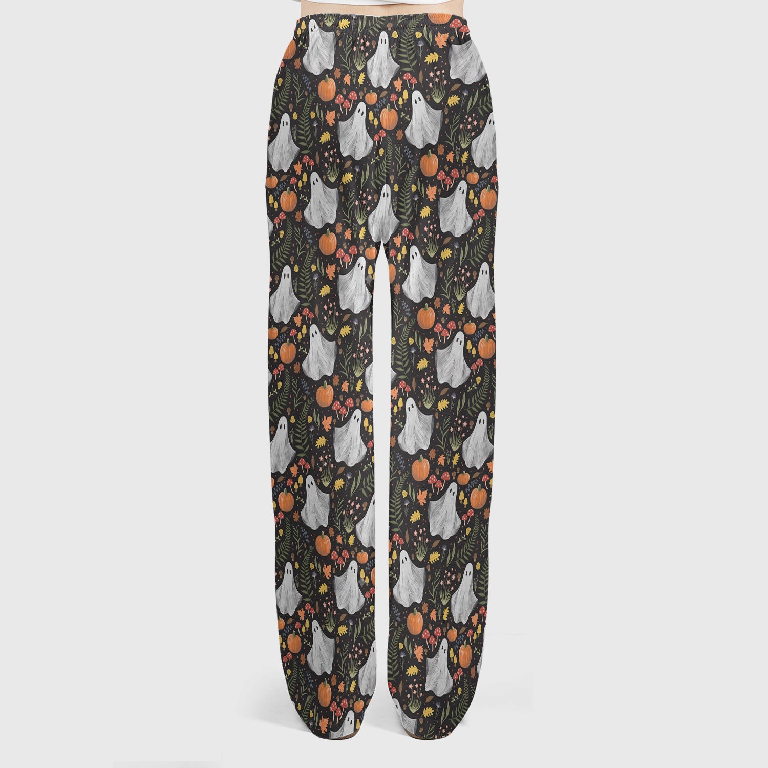 Pumpkin Woodland Pattern Scrub Set, Scrub Pants and V Neck Top