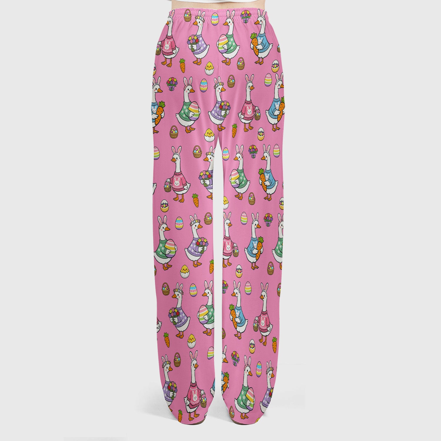 Cute Easter Goose Print Scrub Set, Breathable Med Uniform