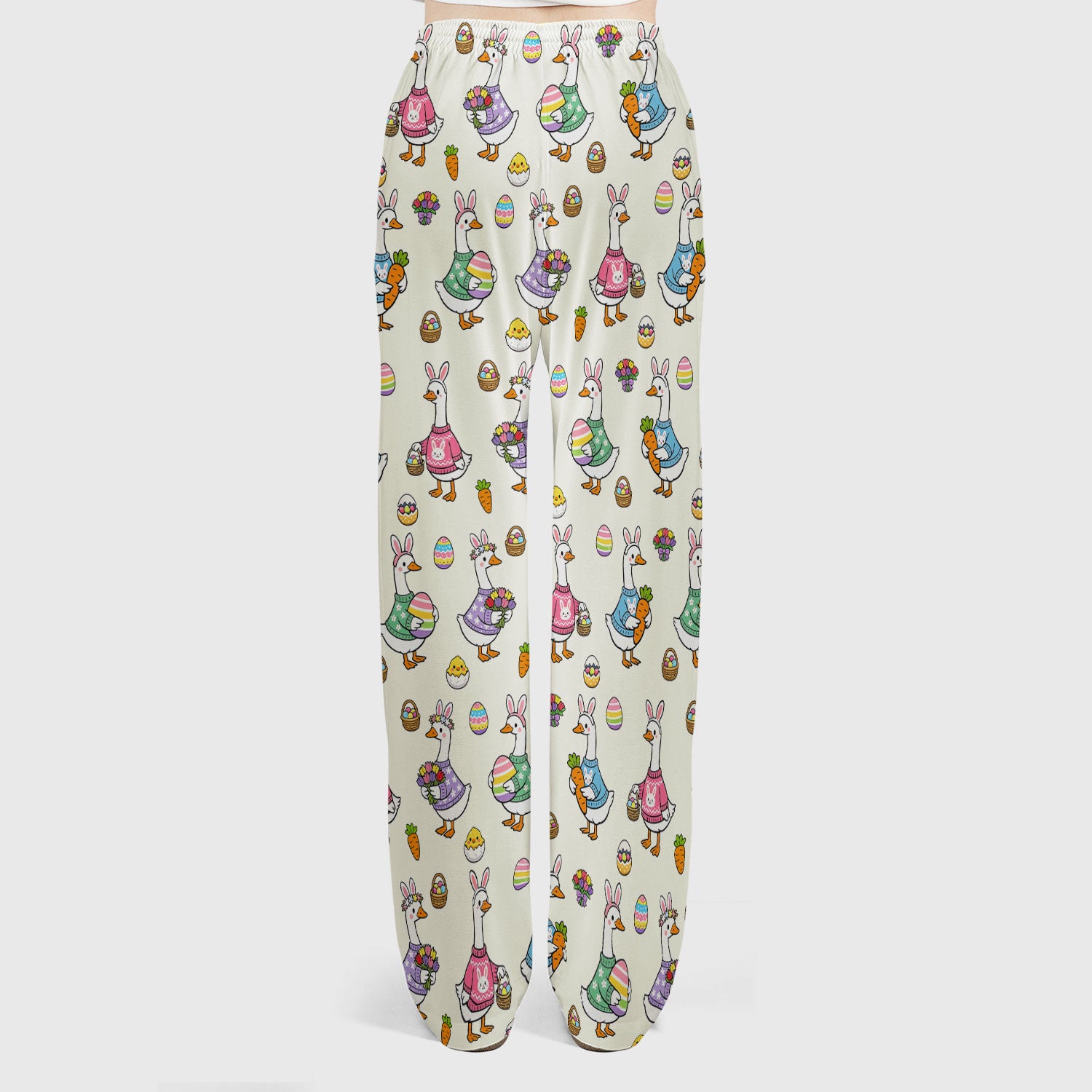 Cute Easter Goose Print Scrub Set, Breathable Med Uniform