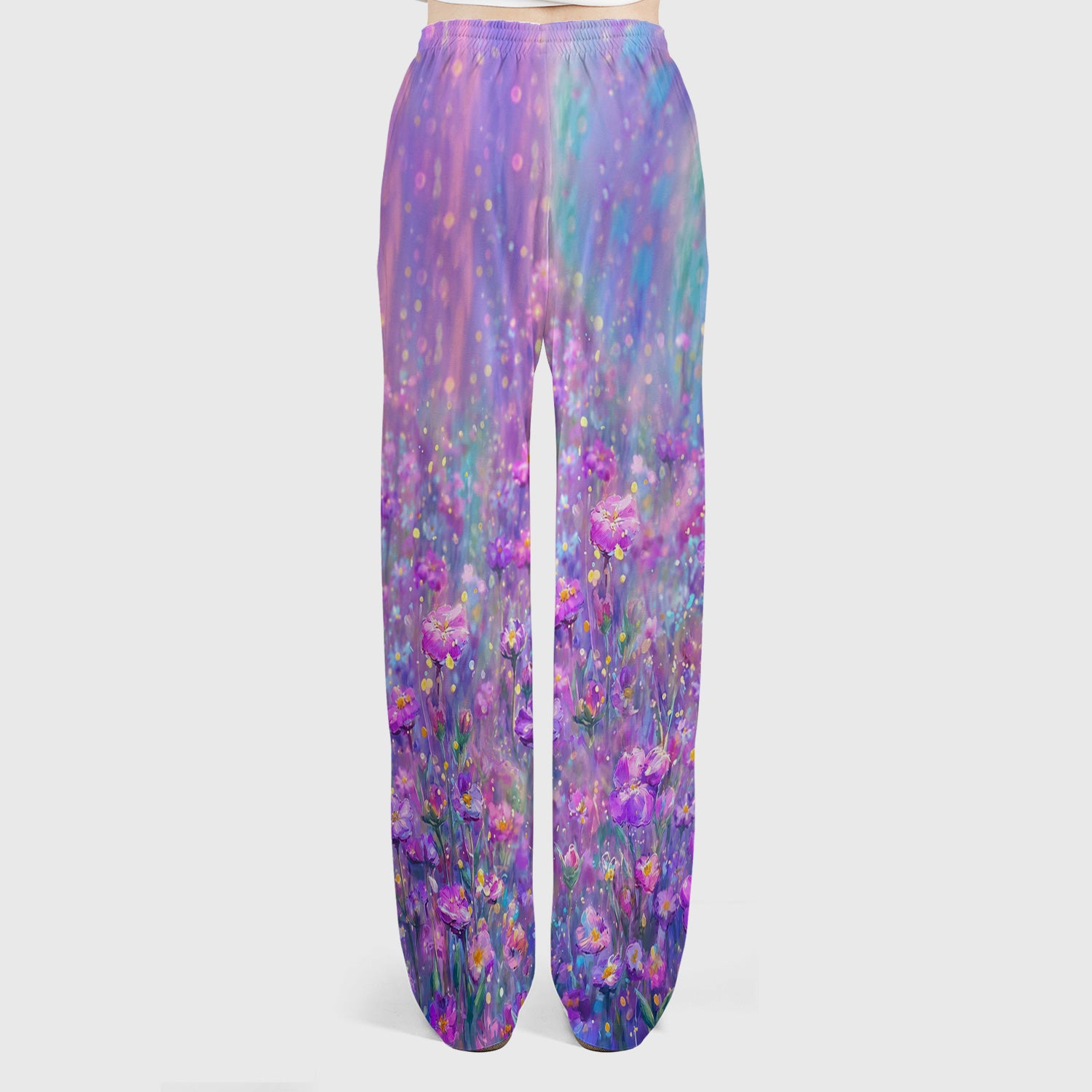 Watercolor Hummingbird with Purple Floral Garden Print Scrub Set, Scrub Pants and V Neck Top