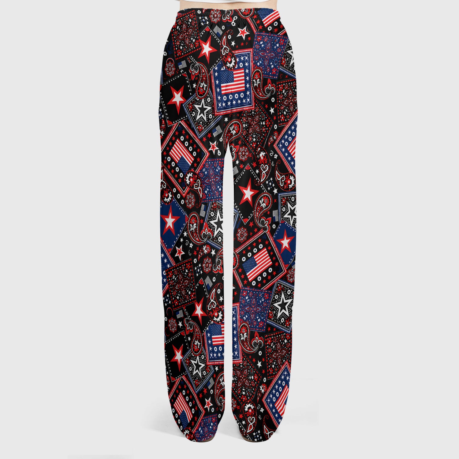 Patriotic Bandana With USA Flag Pattern Scrub Set, Scrub Pants and V Neck Top