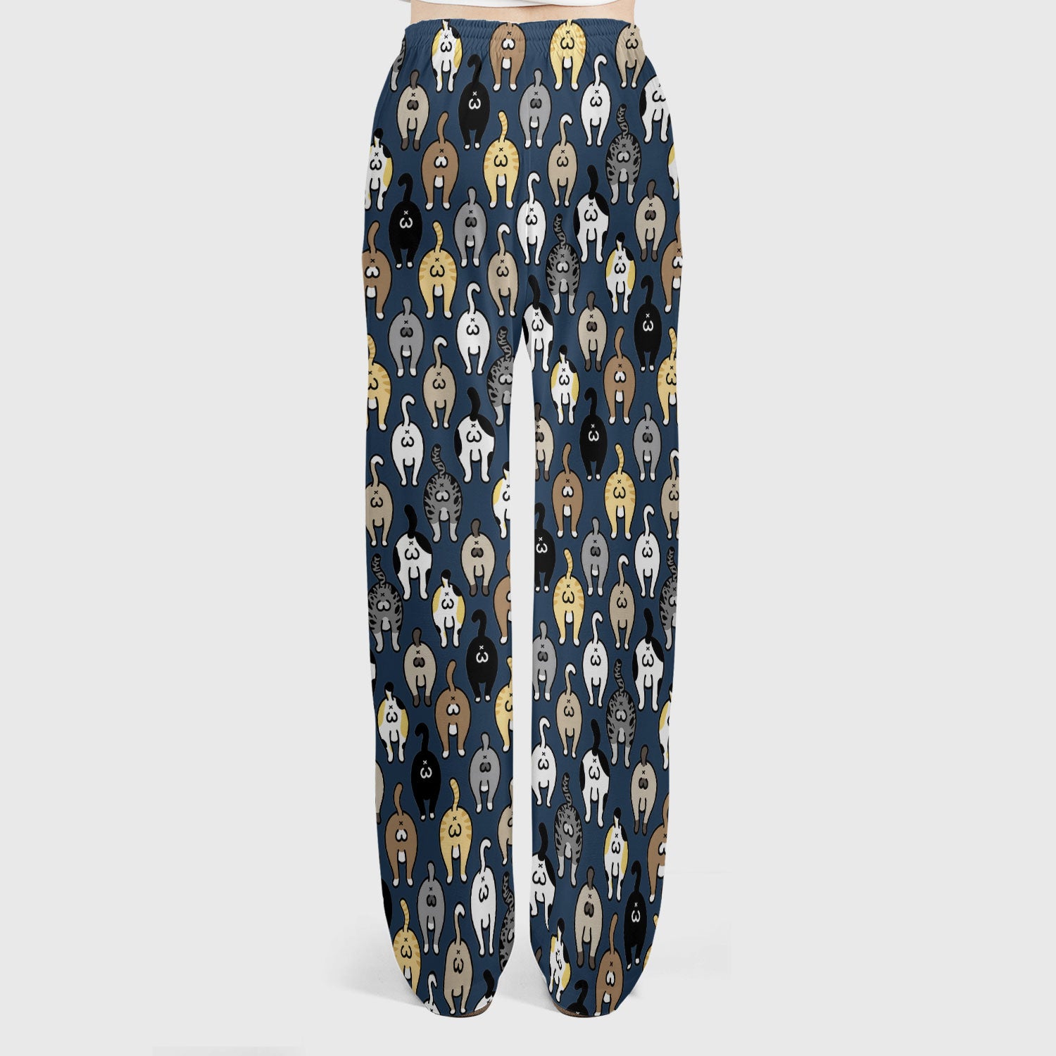 Cat Lover Nurse Scrub Set, Funny Cat Butt Pattern Medical Shirt, Breathable Fabrics Nursing Uniform