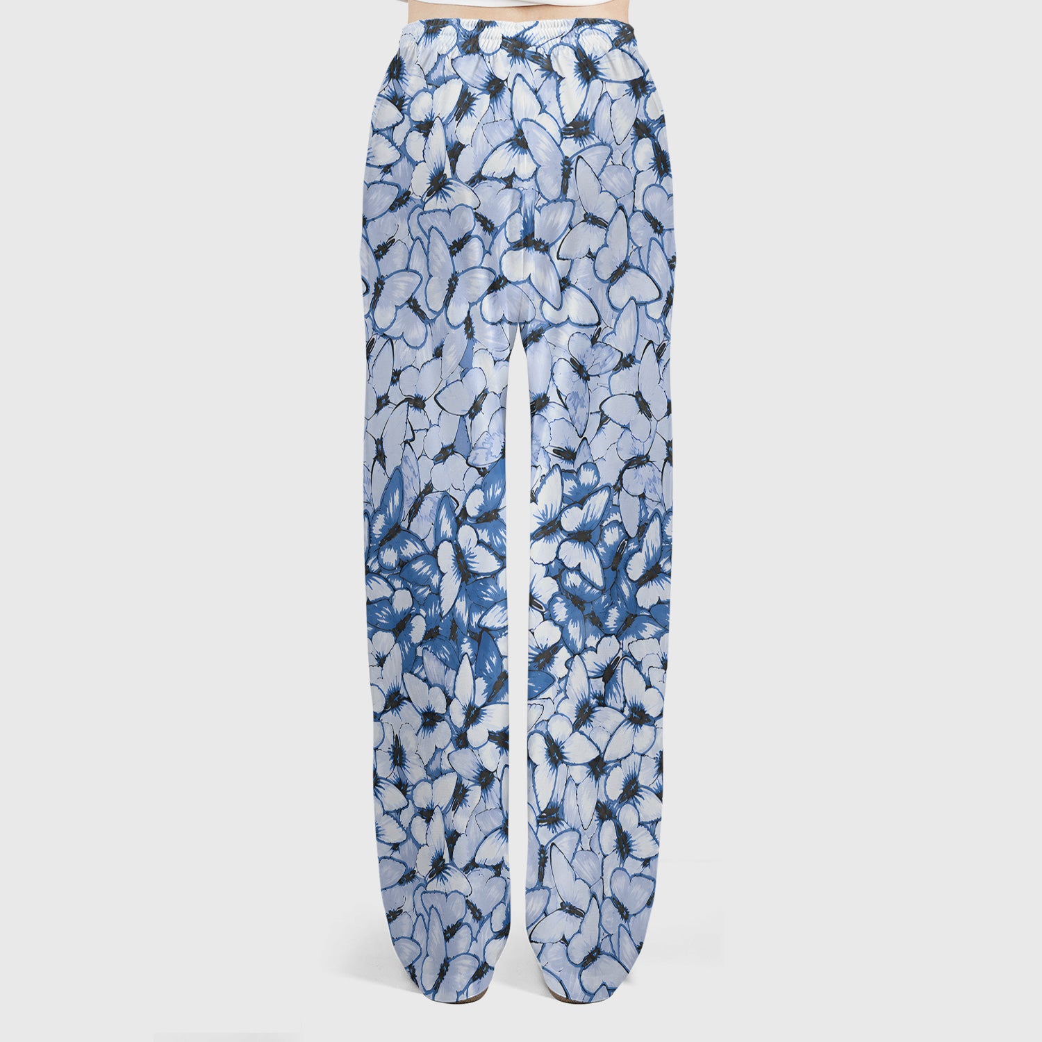 Blue Butterfly Floral Pattern Scrub Set, Scrub Pants and V Neck Top