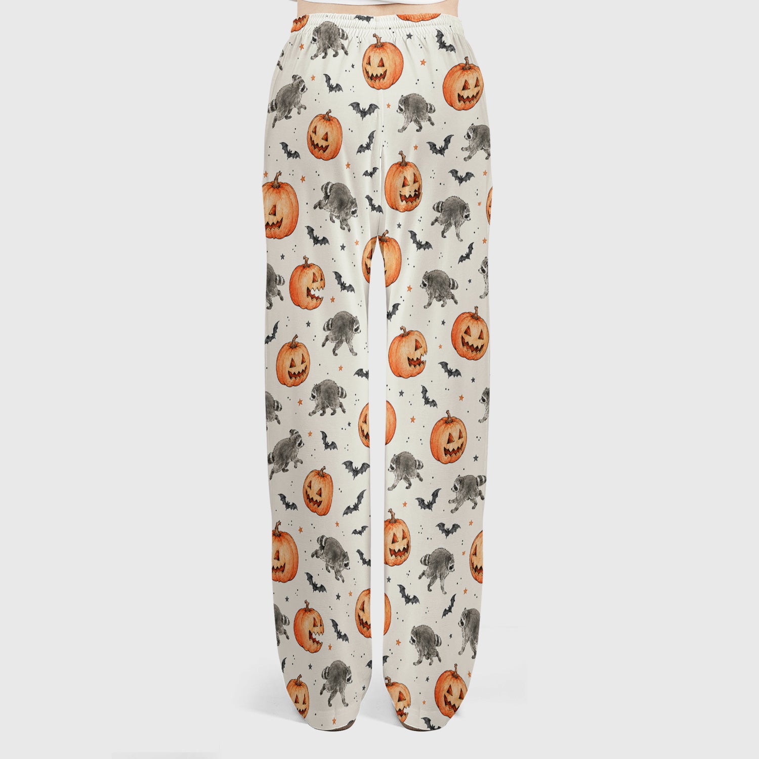 Spooky Halloween Raccoon And Pumpkin Scrub Set, Scrub Pants and V Neck Top