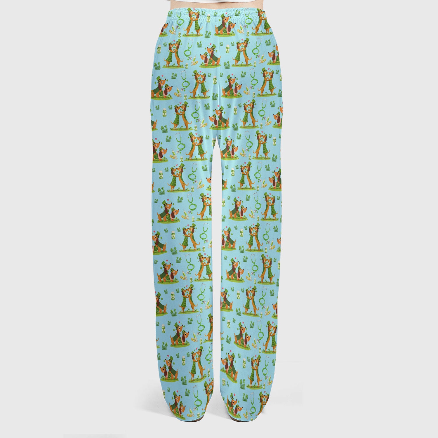 Valentine Cute Dachshund Nurse Set, Dog Heart Pattern, Breathable Nursing Uniform