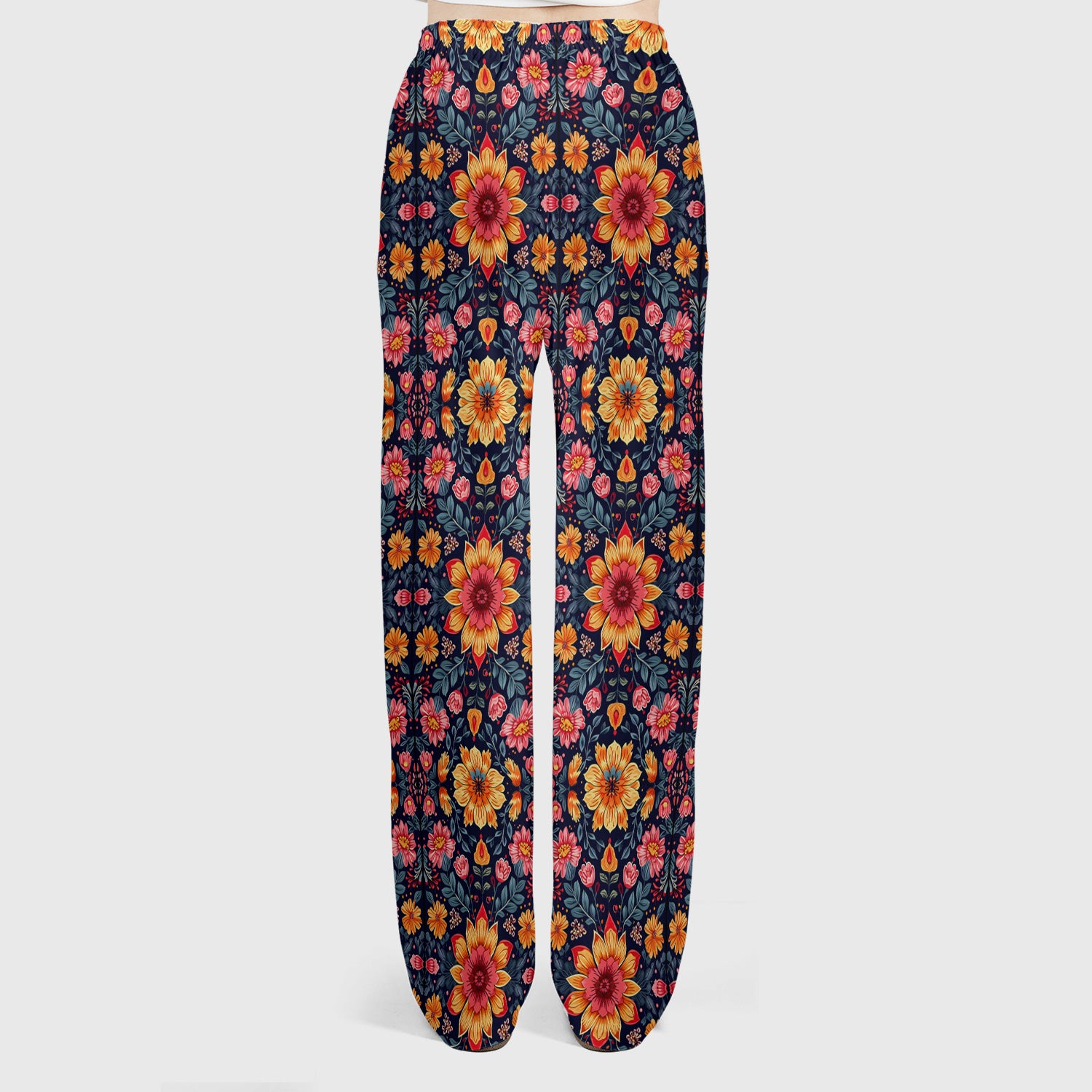 Elegant Dark Floral Pattern Scrub Set, Scrub Pants and V Neck Top