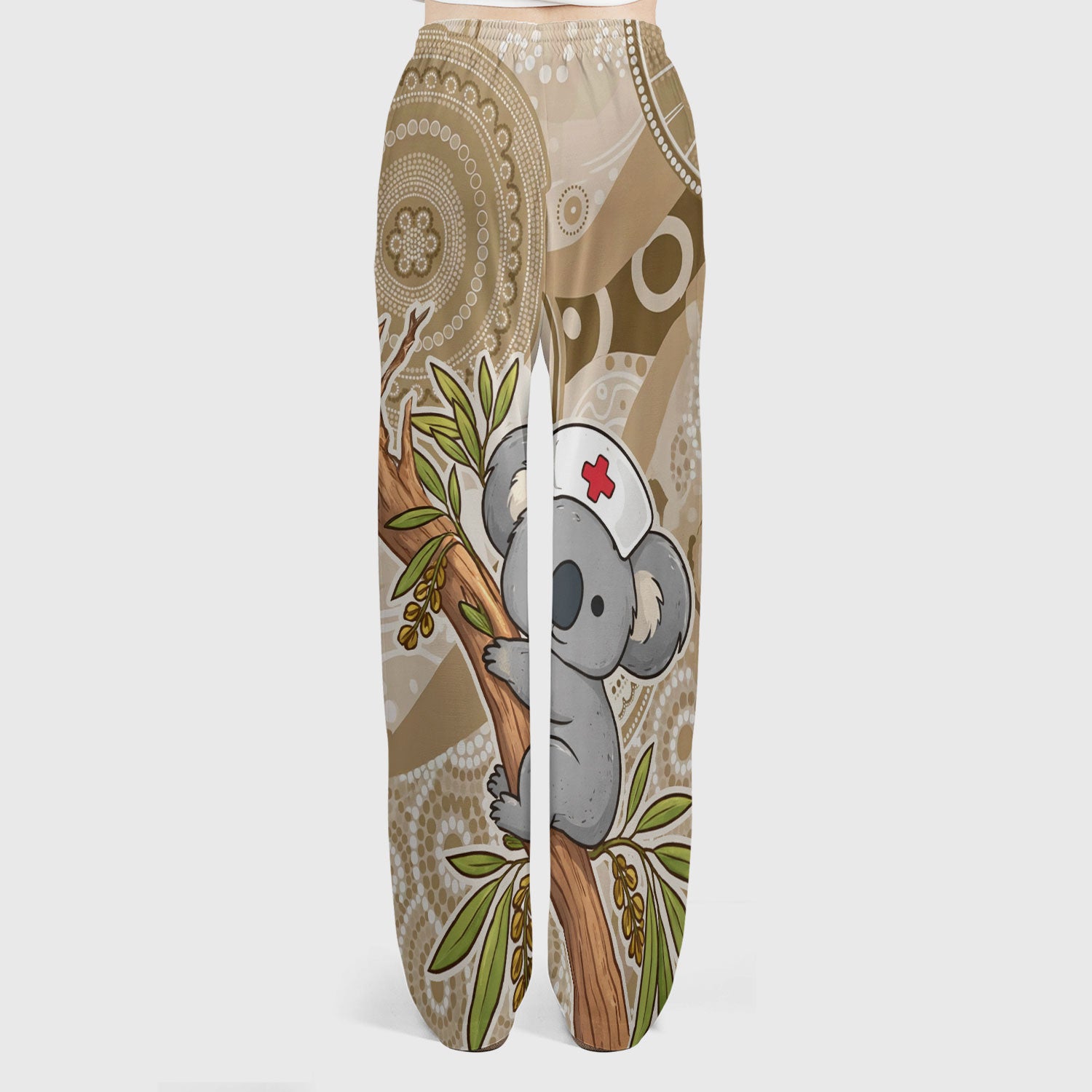 Australian Indigenous Inspired Dot Art Scrub Set, Cute Koala Pattern Nurse Shirt, Comfortable Scrubs For Nursing