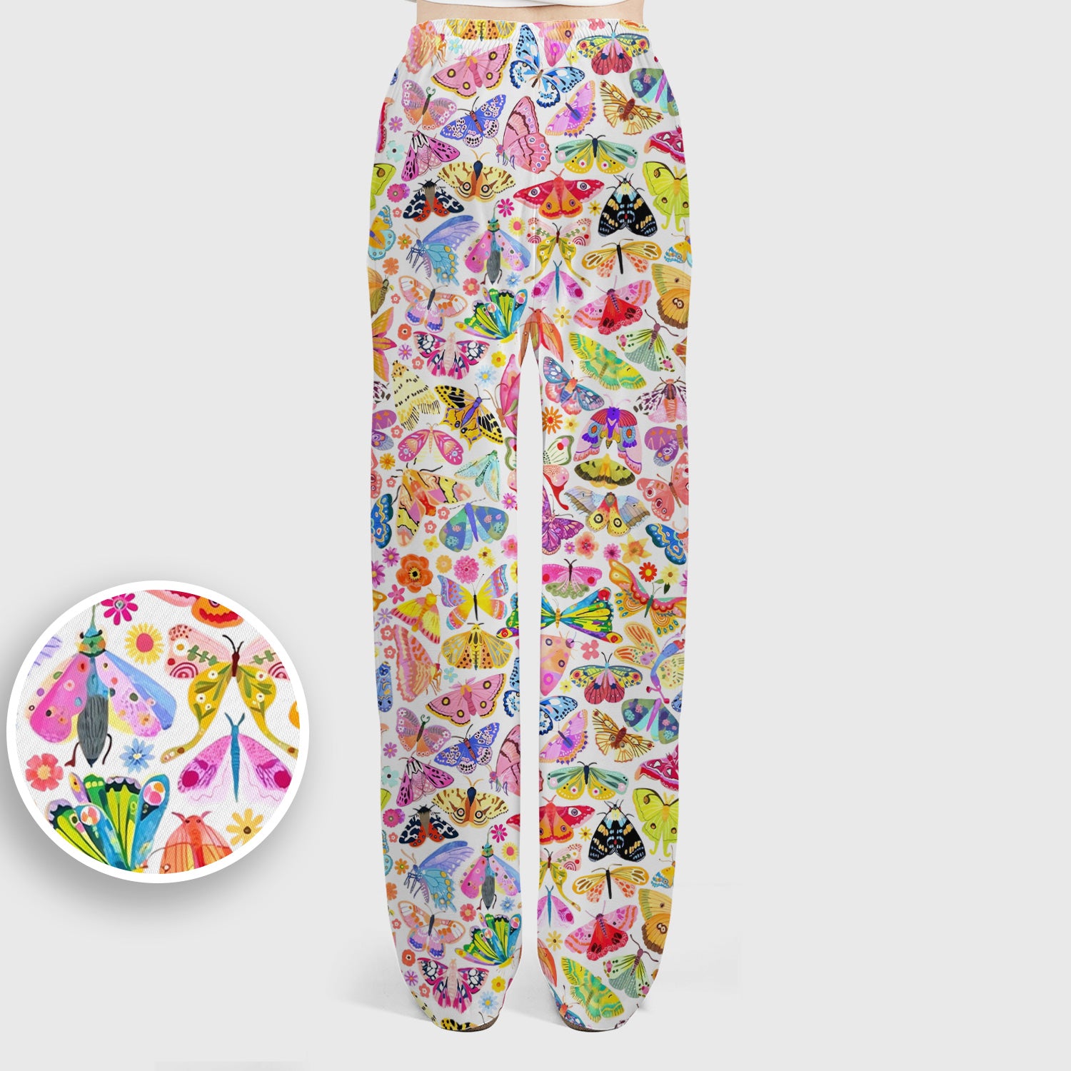 Cute Bright Butterfly Moth Floral Scrub Top, Breathable Fabrics Nursing Uniform