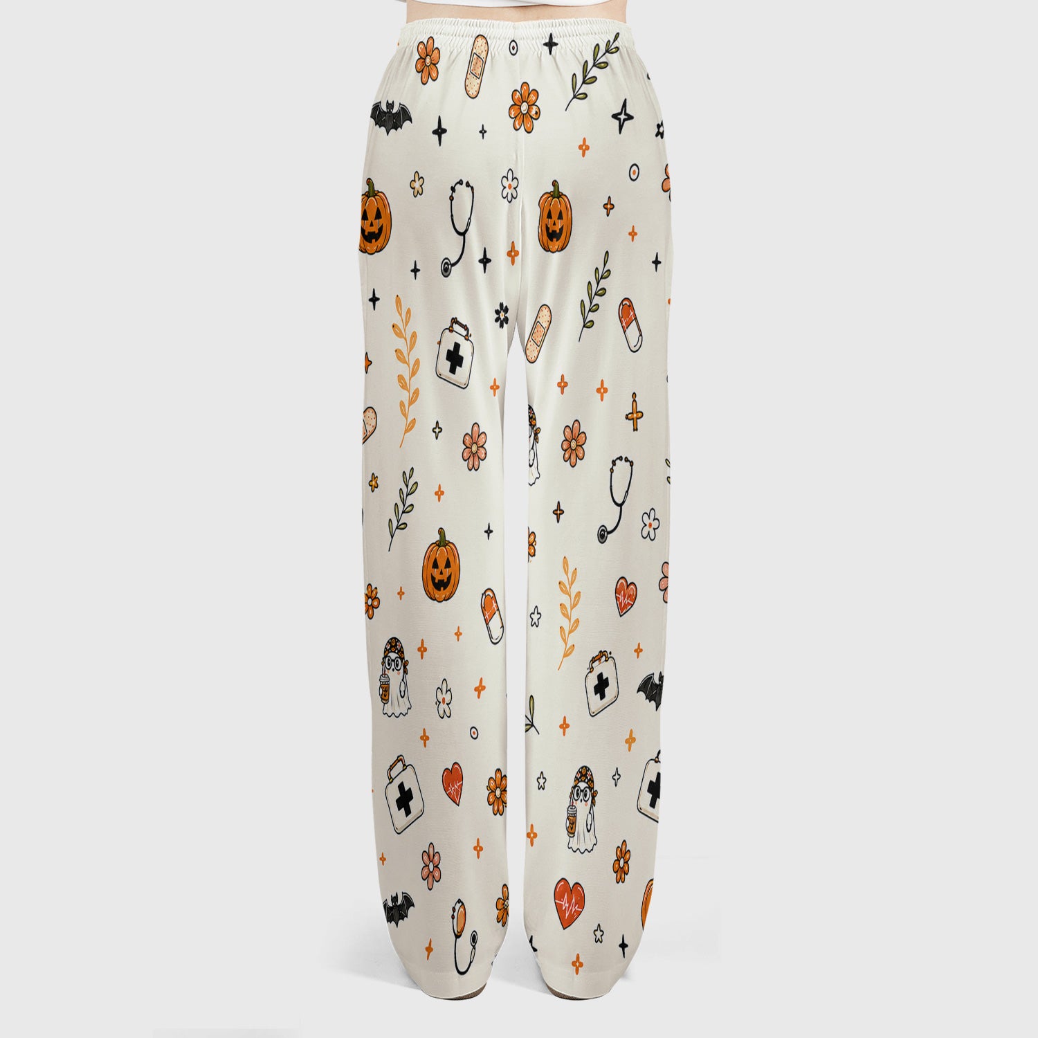 Halloween Shift Survivor Ghost Scrub Set, Scrub Pants and V Neck Top