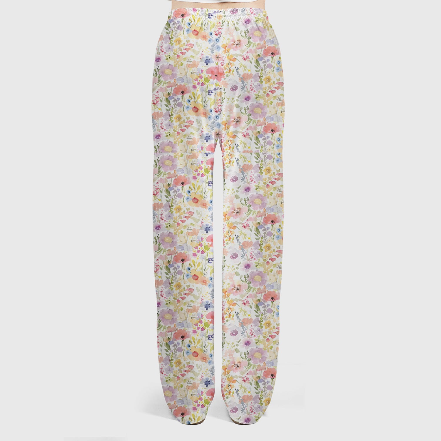 Watercolor Floral Medical Scrub Set V-Neck, Nursing Uniform Pastel Workwear