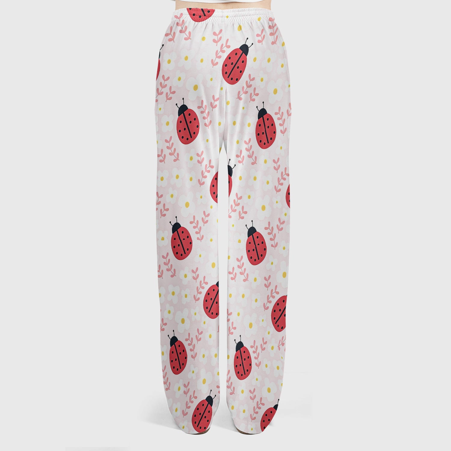 Lovely Ladybug Blossom Garden Print Scrub Set, Women's Scrub Sets