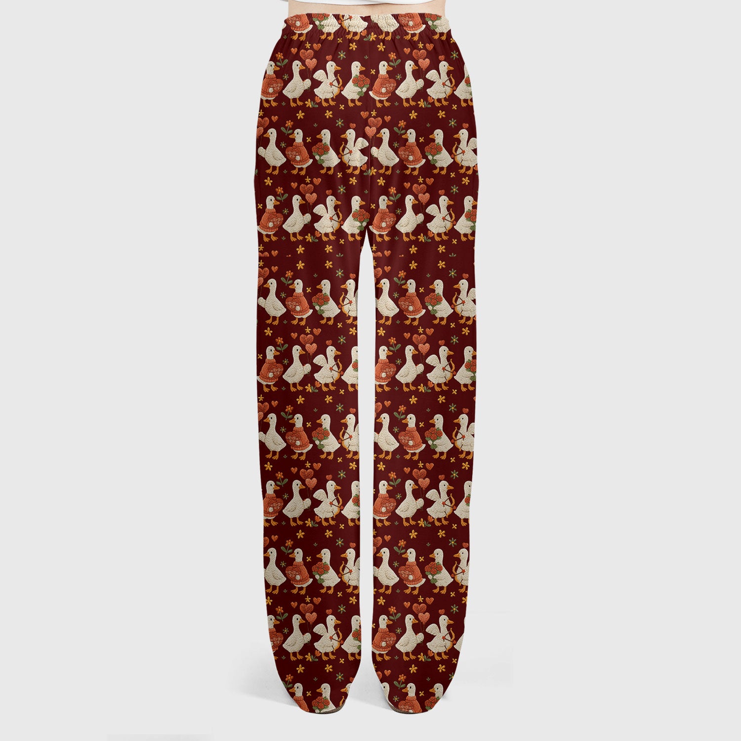 Cute Goose Nurse Scrub Set, Valentine Farm Medical Pattern Shirt, Breathable Fabrics Nursing Uniform