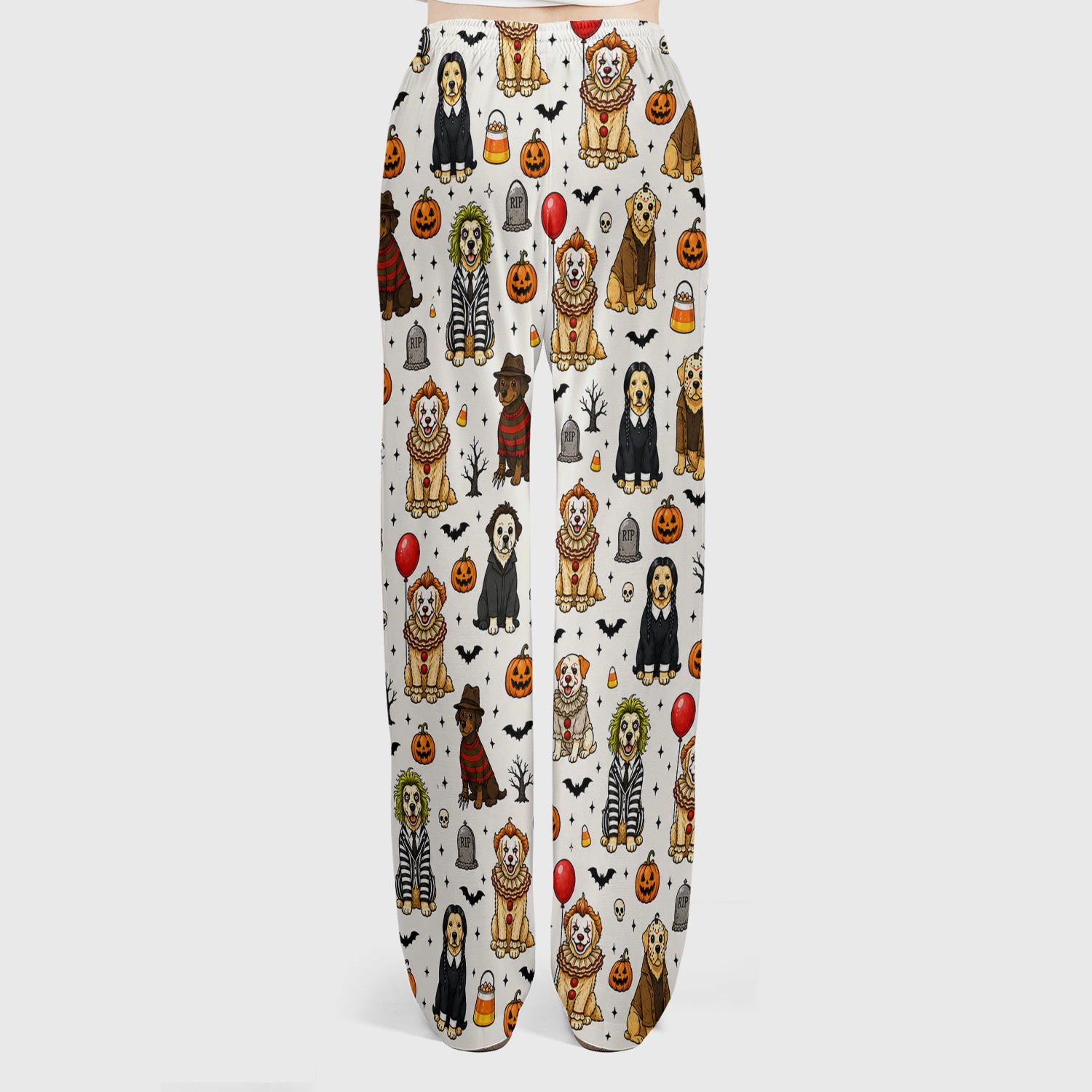 Funny Halloween Dog Pattern Scrub Set, Scrub Pants and V Neck Top