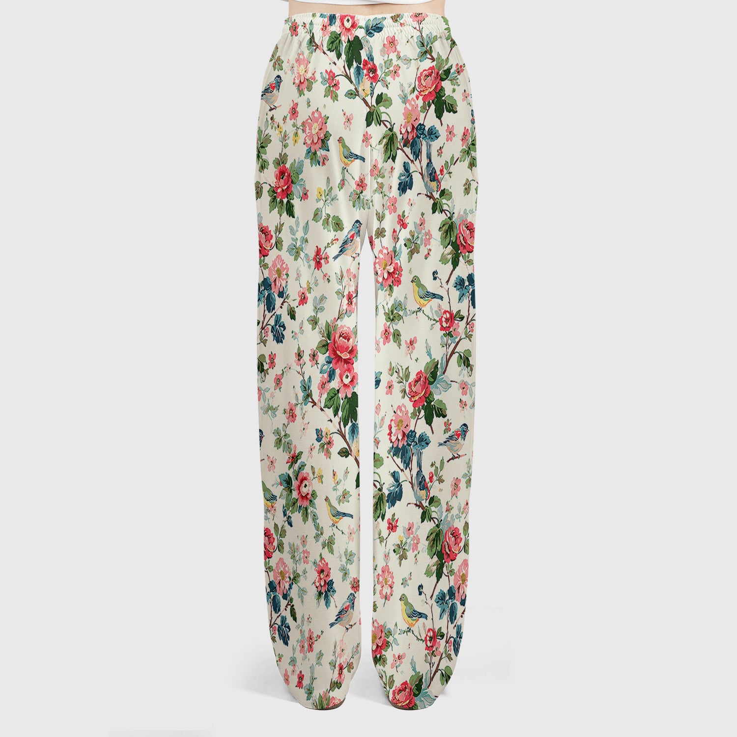 Songbird Rose Garden Pattern Scrub Set, Scrub Pants and V Neck Top