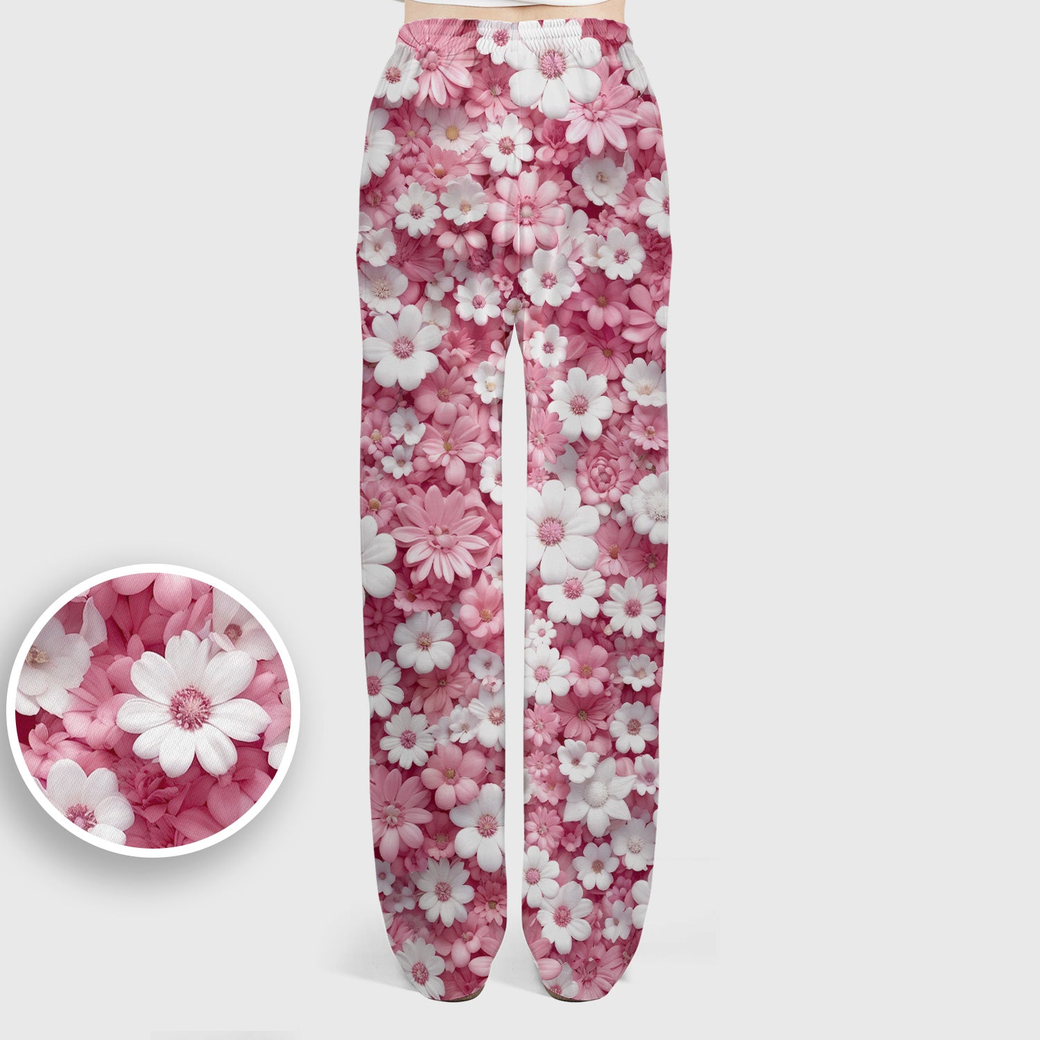 Cute Daisy Flower Bloom Pattern Scrub Set, Scrub Pants and V Neck Top
