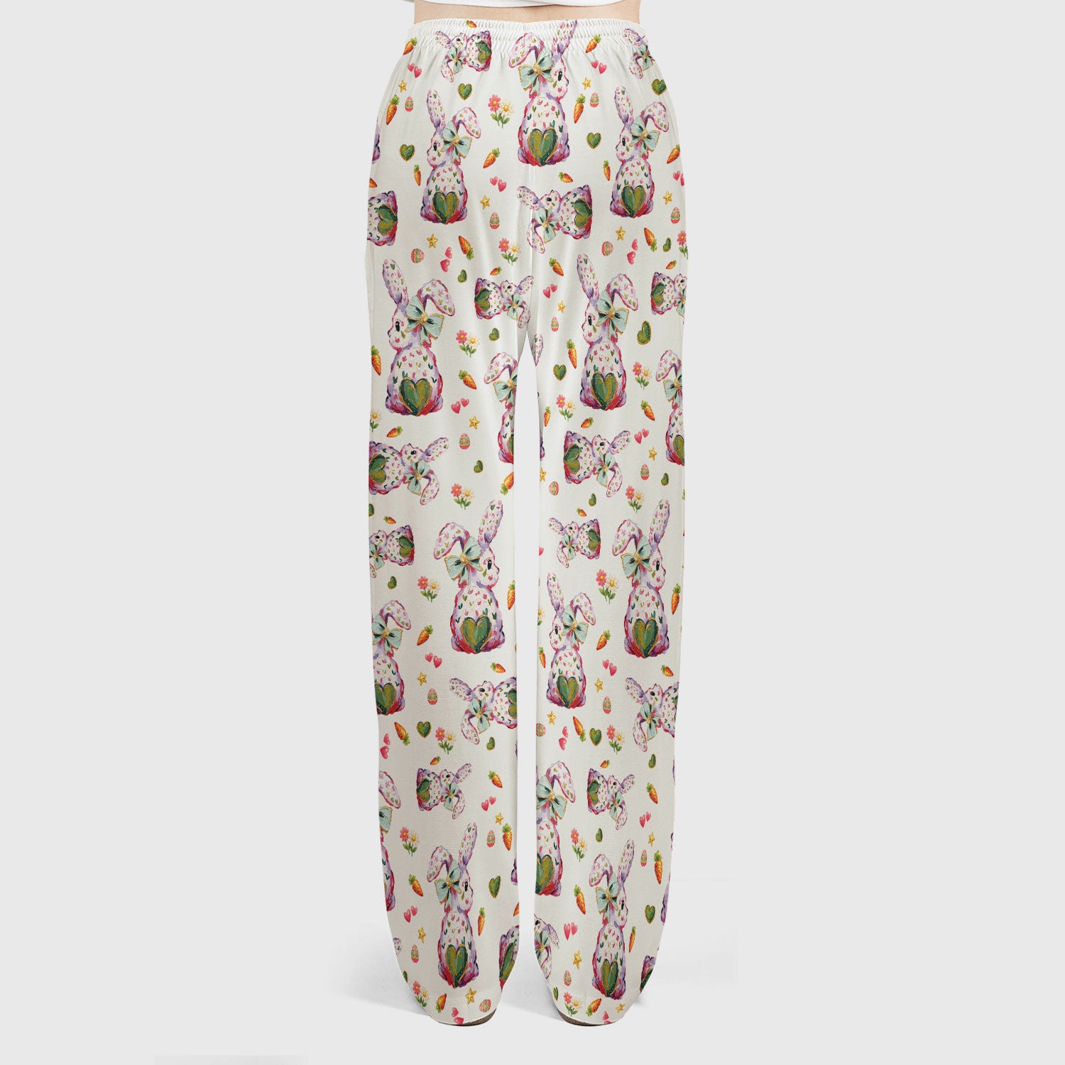 Cute Pastel Bunny Easter Pattern Scrub Set, Scrub Pants and V Neck Top