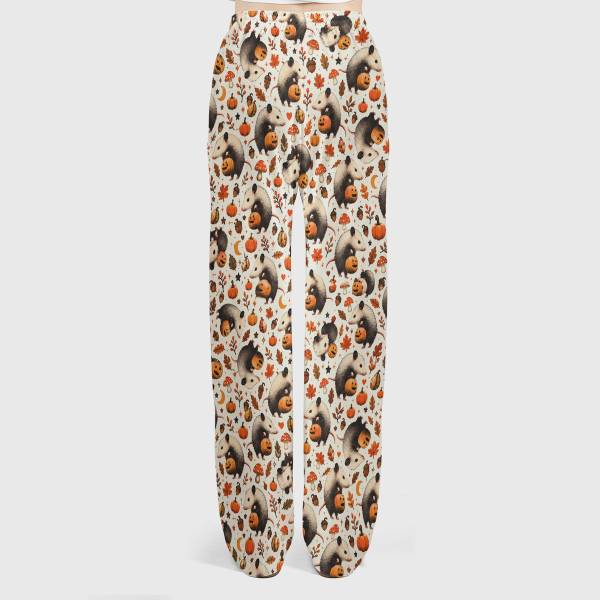 Halloween Opossum Pumpkin Patch Pattern Scrub Set, Scrub Pants and V Neck Top