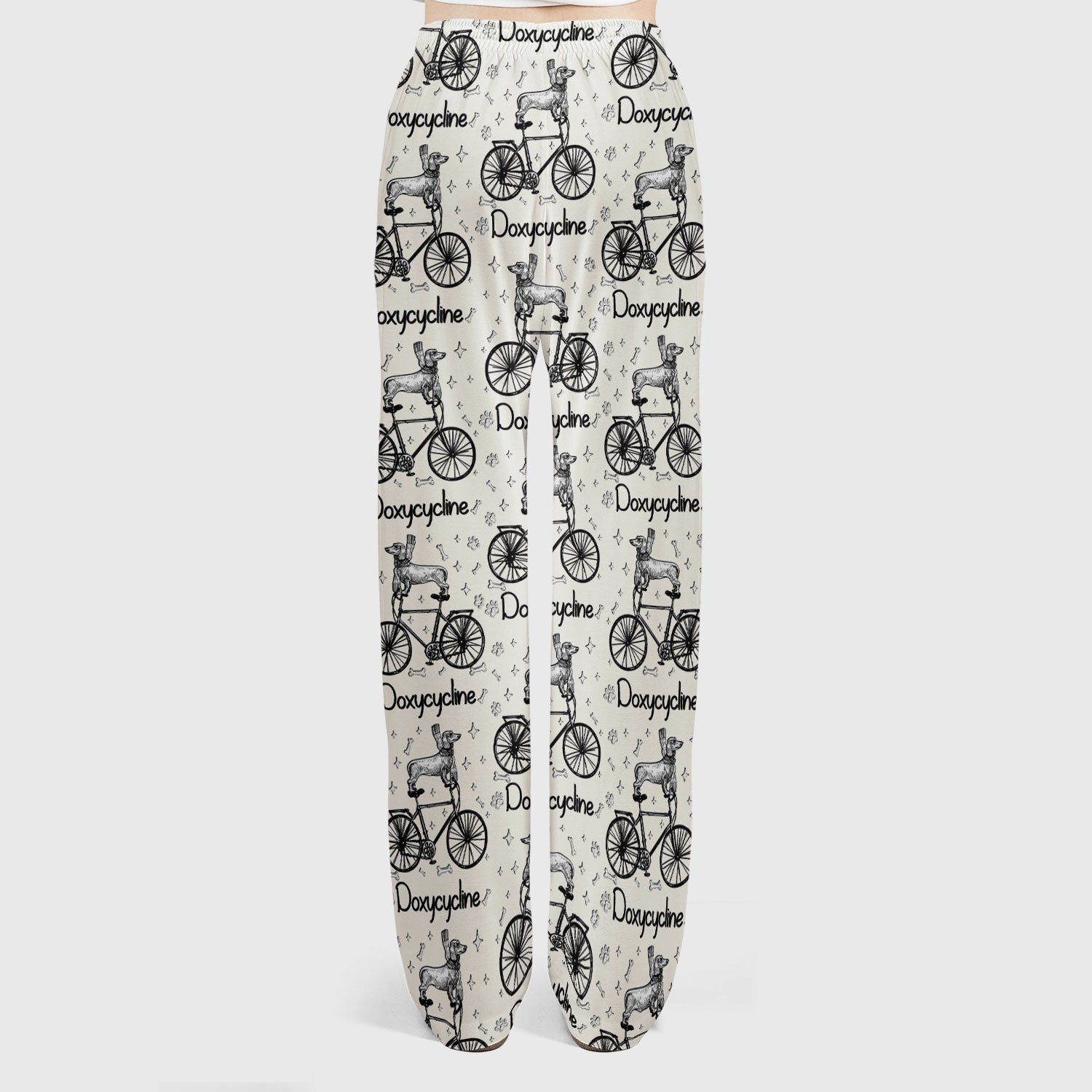 Funny Doxycycline Dog Bicycle Print Scrub Set, Scrub Pants and V Neck Top