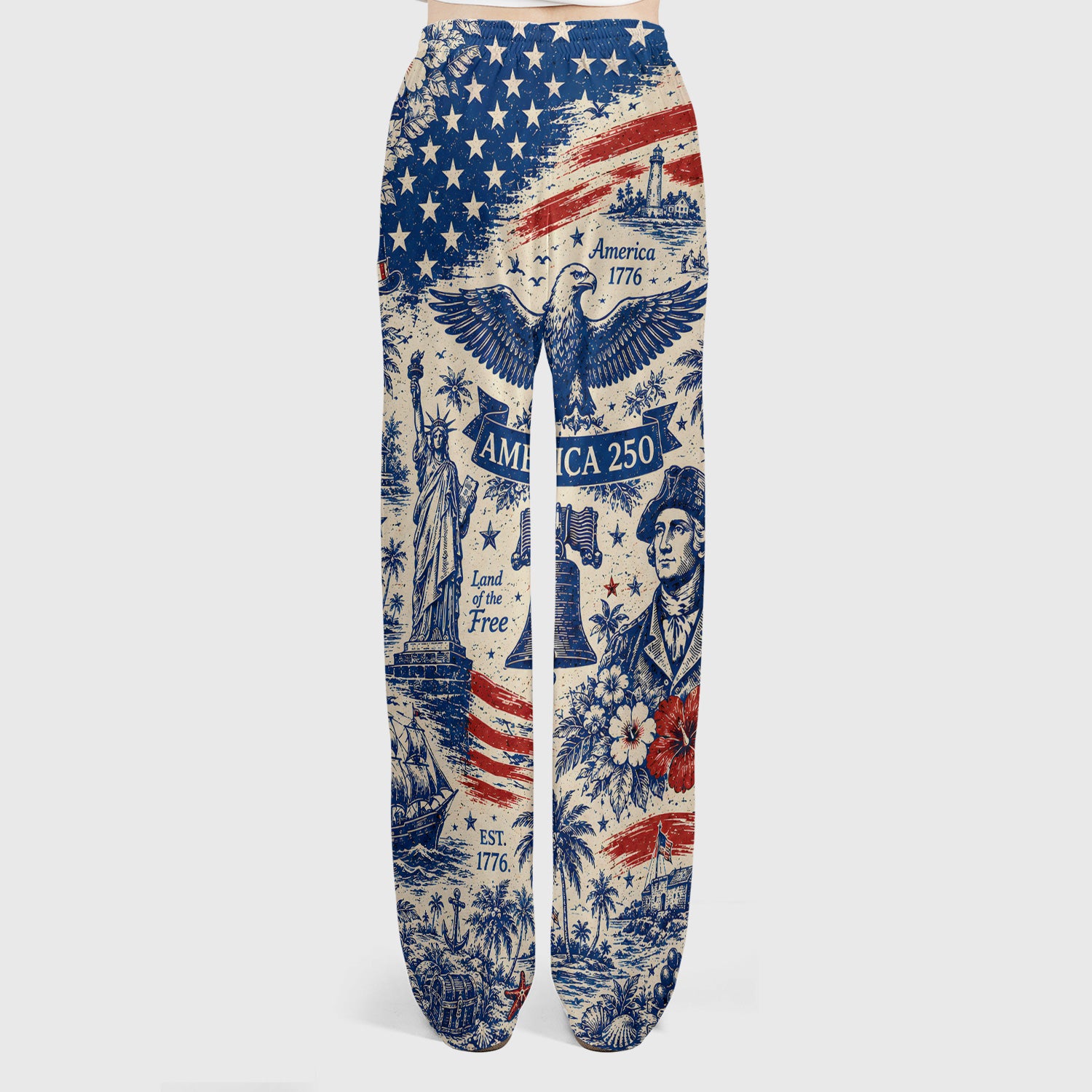 America 250 Eagle Liberty Pattern Scrub Set, Scrub Pants and V Neck Top